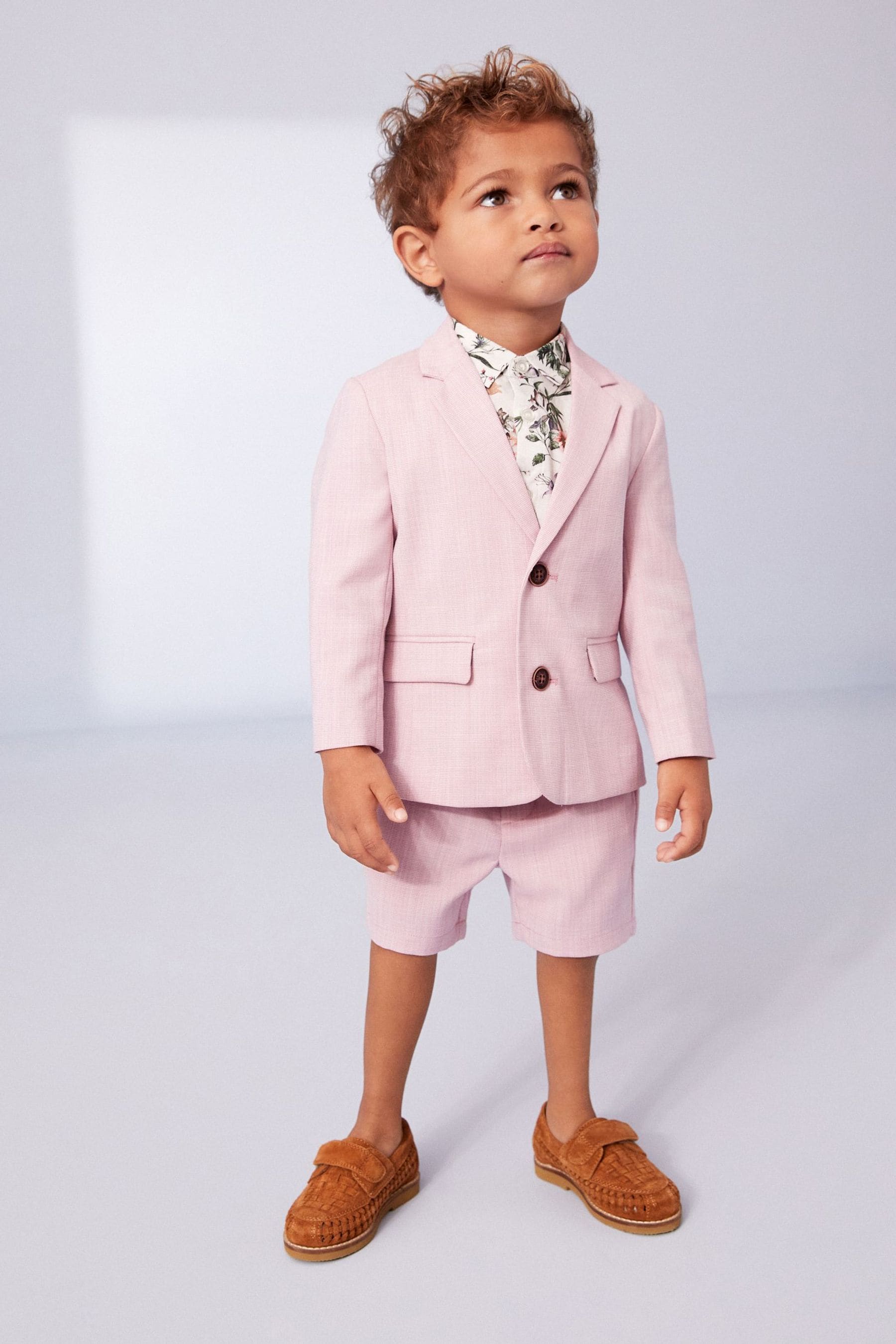 Pink Blazer And Shorts With Floral Shirt Set (3mths-9yrs)