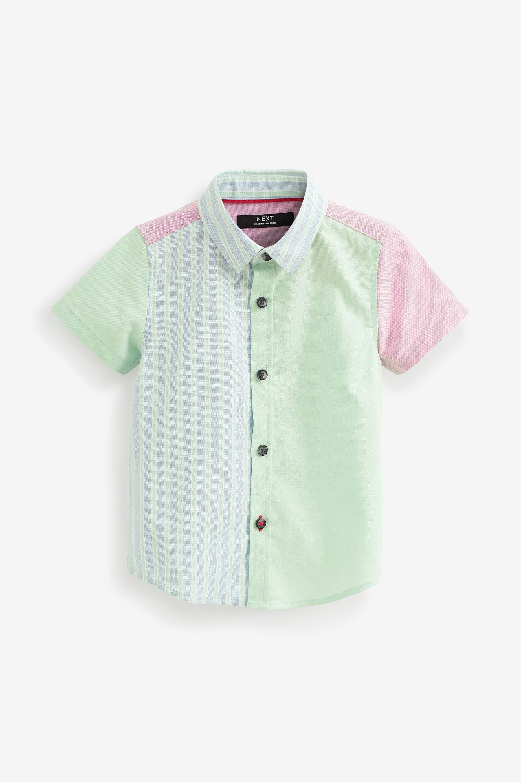 Pastel/Blue Stripe Colourblock Short Sleeve Shirt (3mths-7yrs)