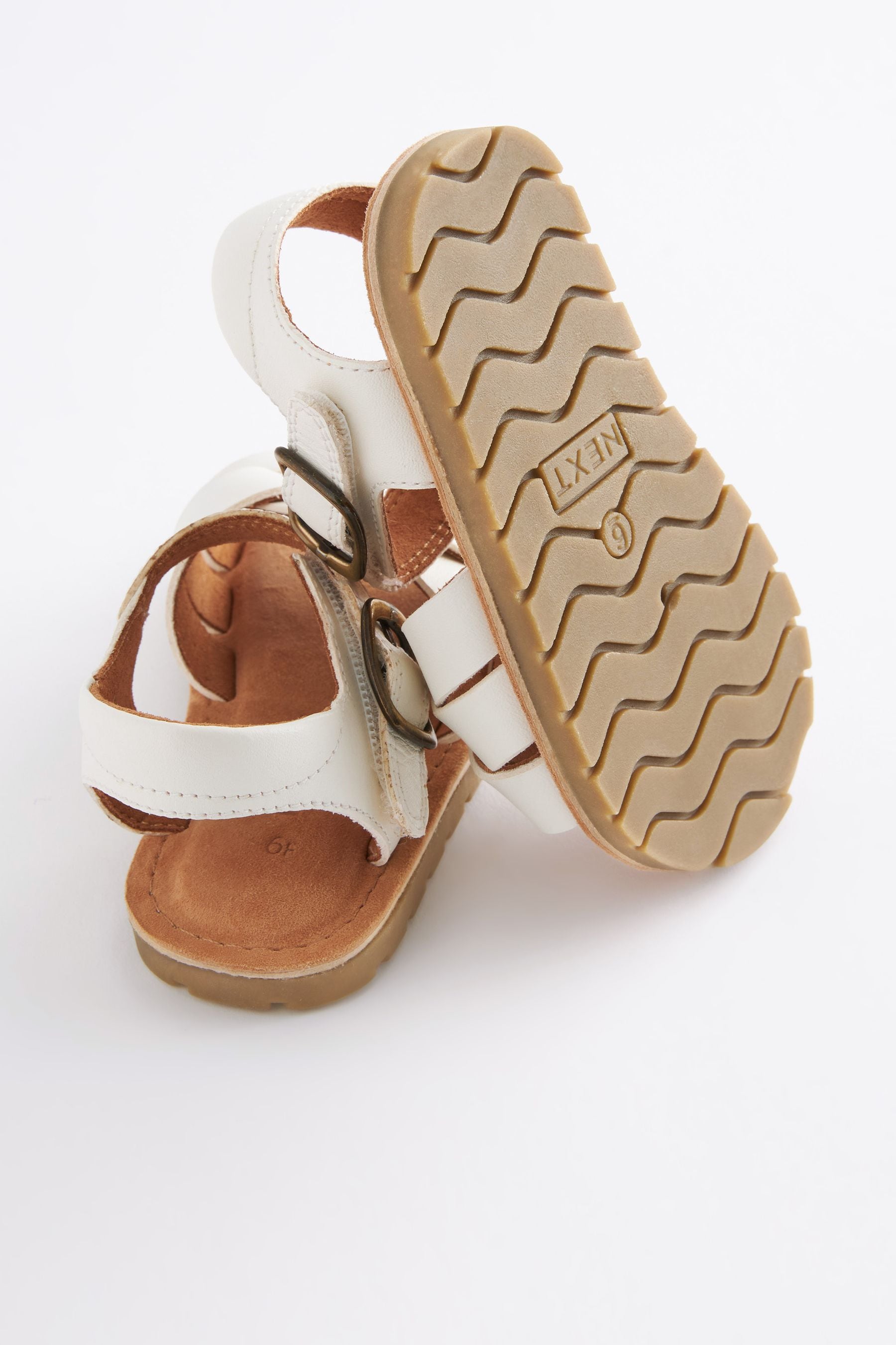 White Leather Leather Woven Ankle Strap Sandals