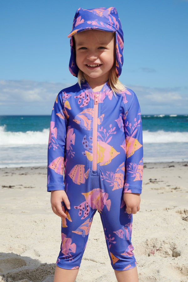 Blue Fish Long Sleeve, Longer Leg Sunsafe Swimsuit (3mths-7yrs)