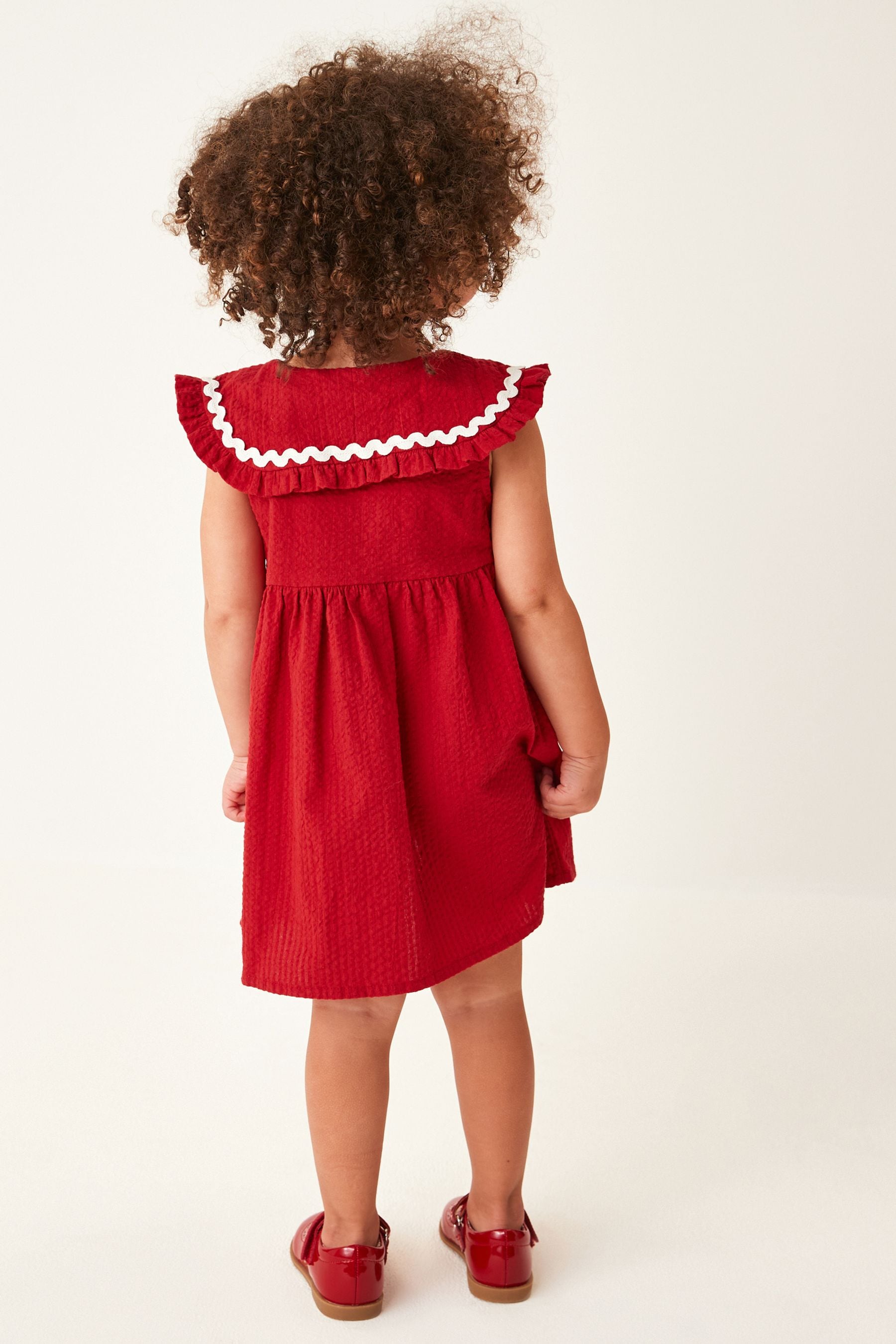 Red Cotton Collar Dress (3mths-8yrs)