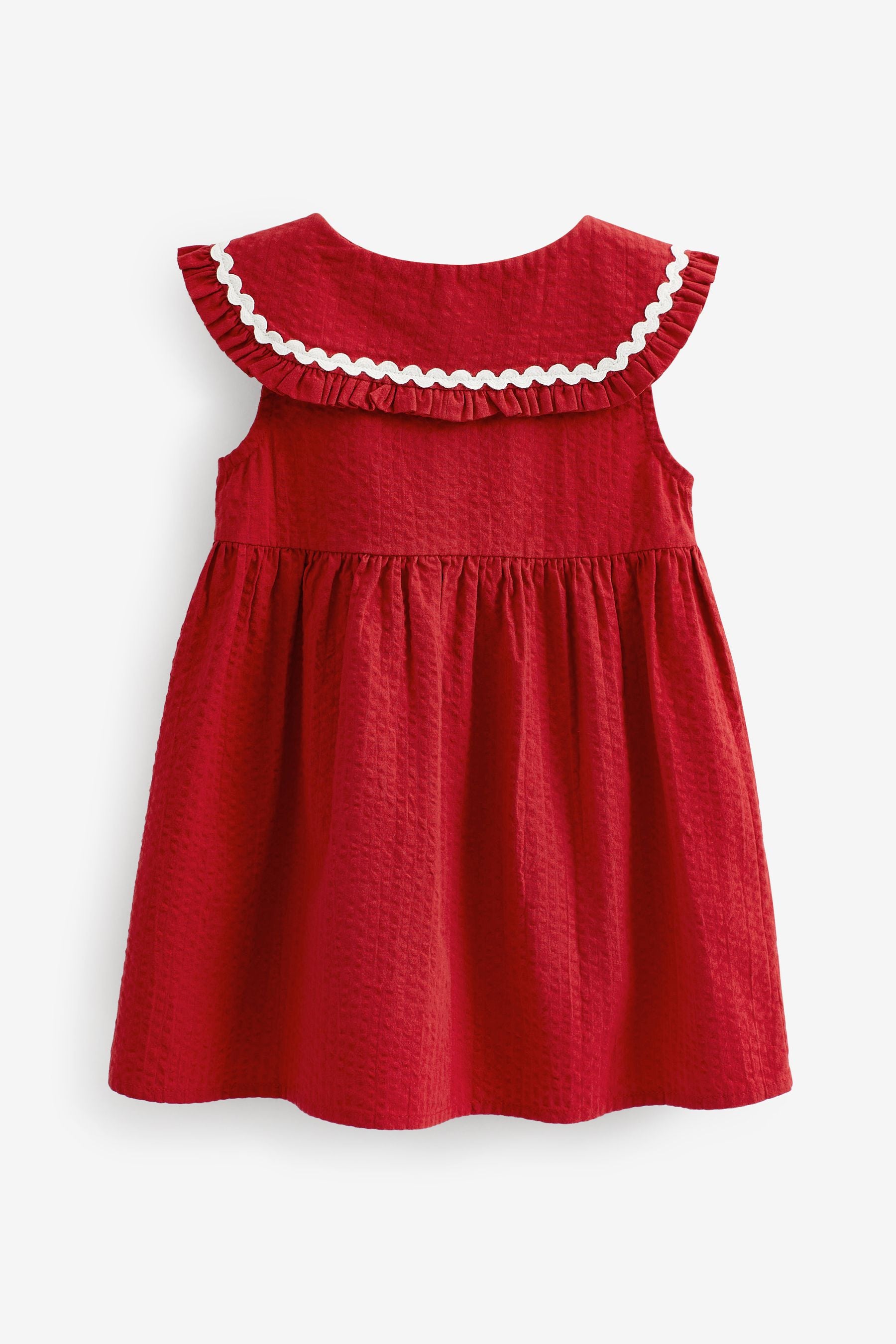 Red Cotton Collar Dress (3mths-8yrs)