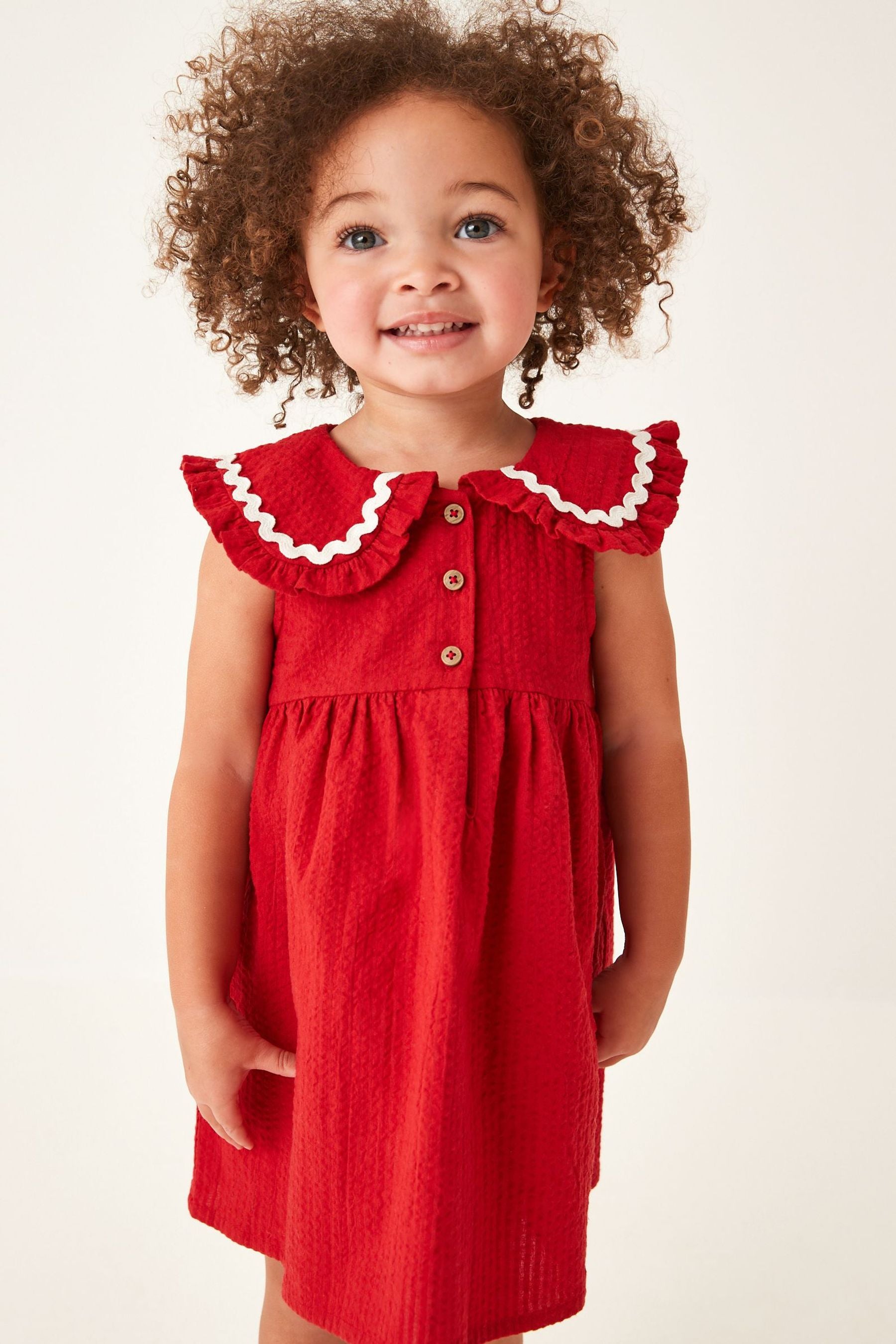 Red Cotton Collar Dress (3mths-8yrs)