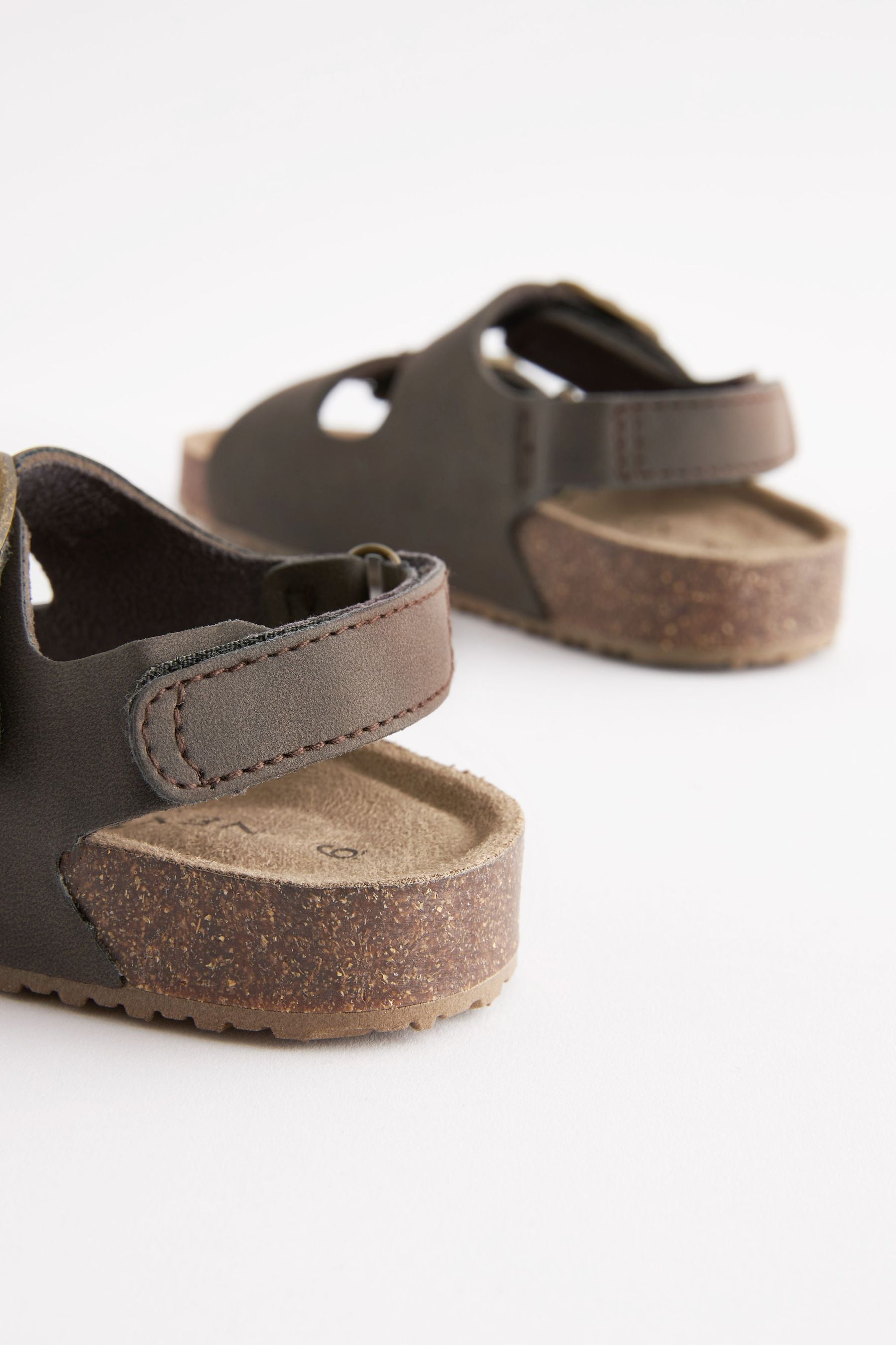 Brown Cushioned Footbed Double Buckle Touch Fastening Corkbed Sandals