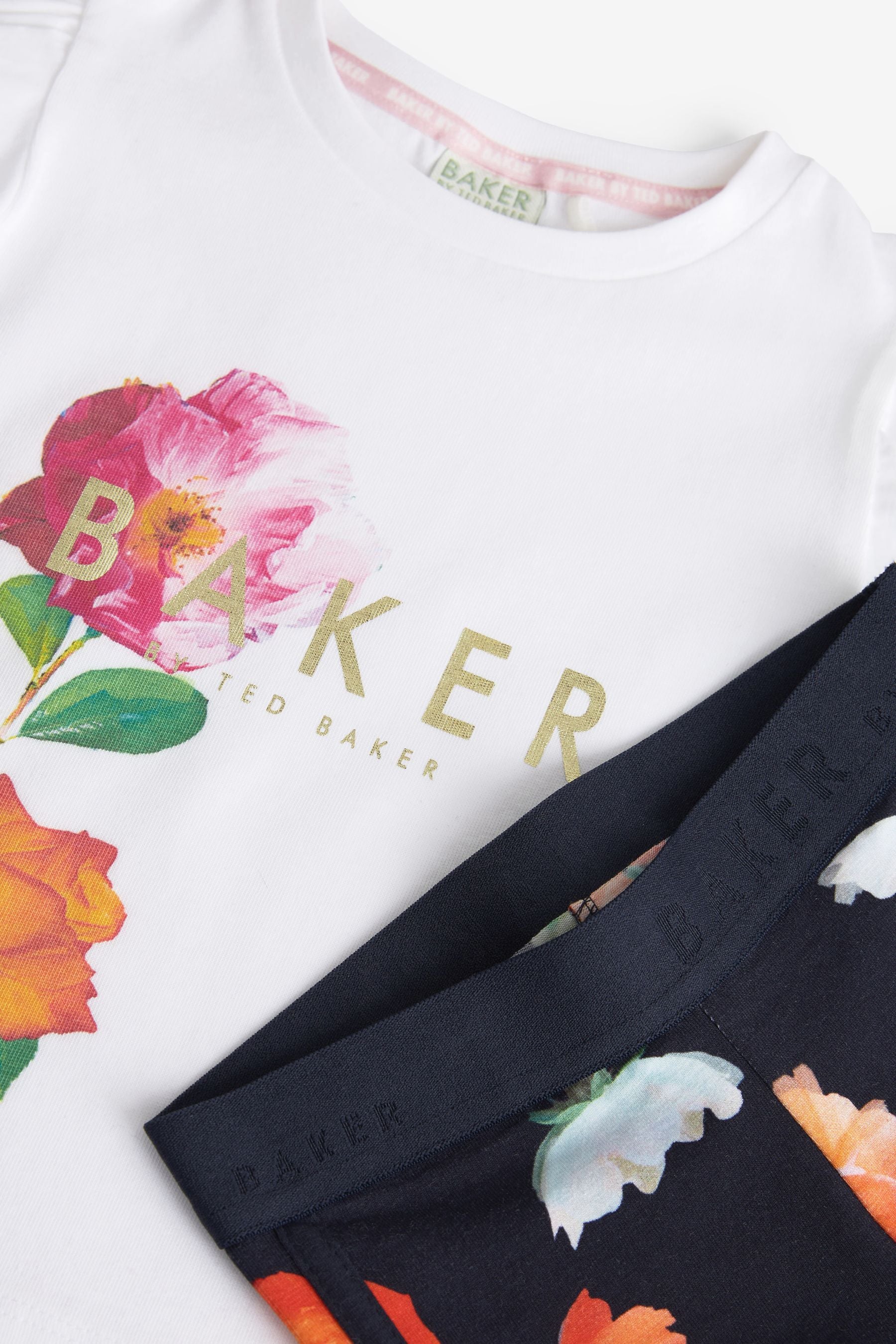 Navy Blue Baker by Ted Baker Navy Blue Legging and Frill Sleeve T-Shirt