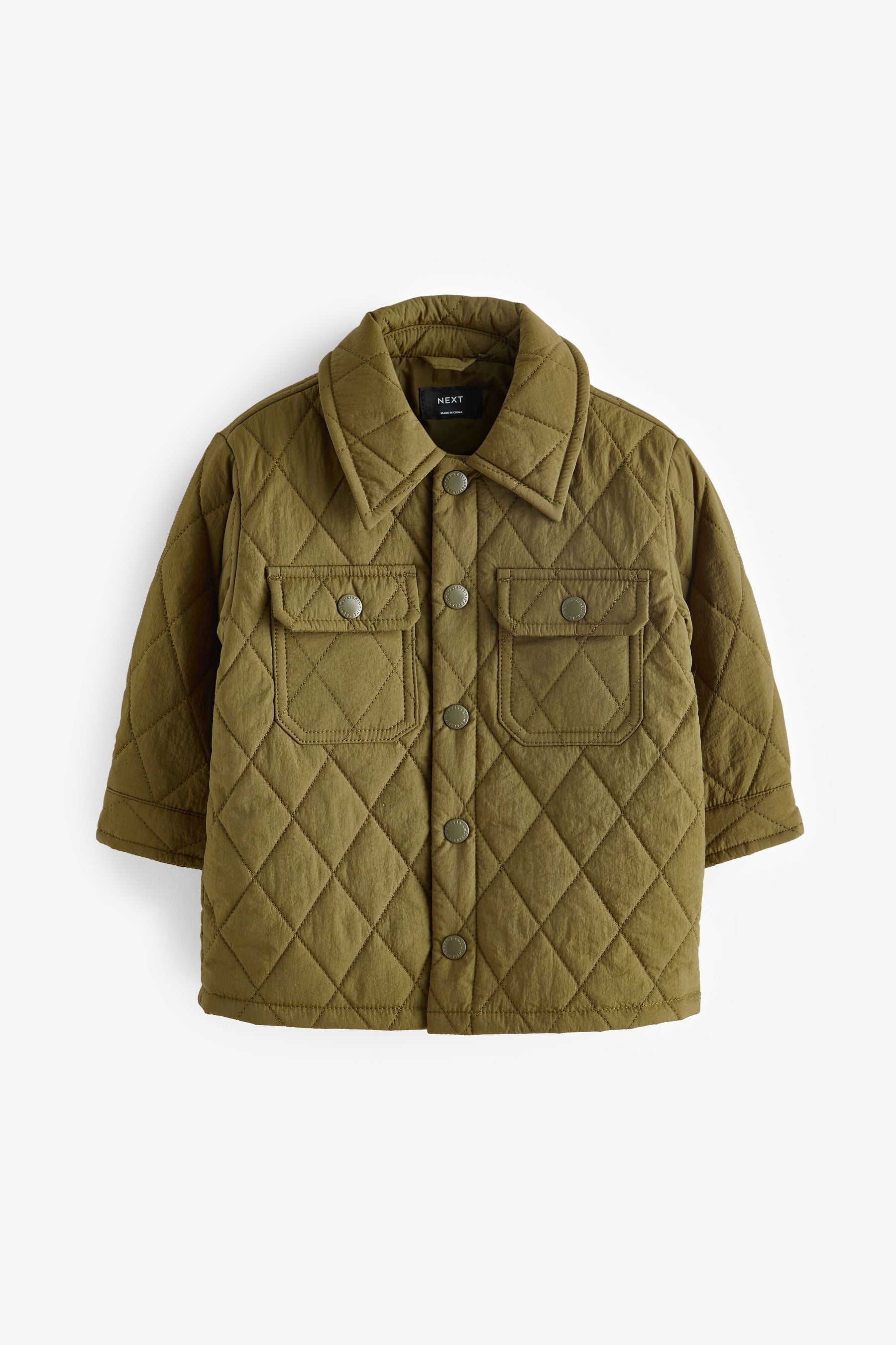 Khaki Green Quilted Shacket (3mths-7yrs)