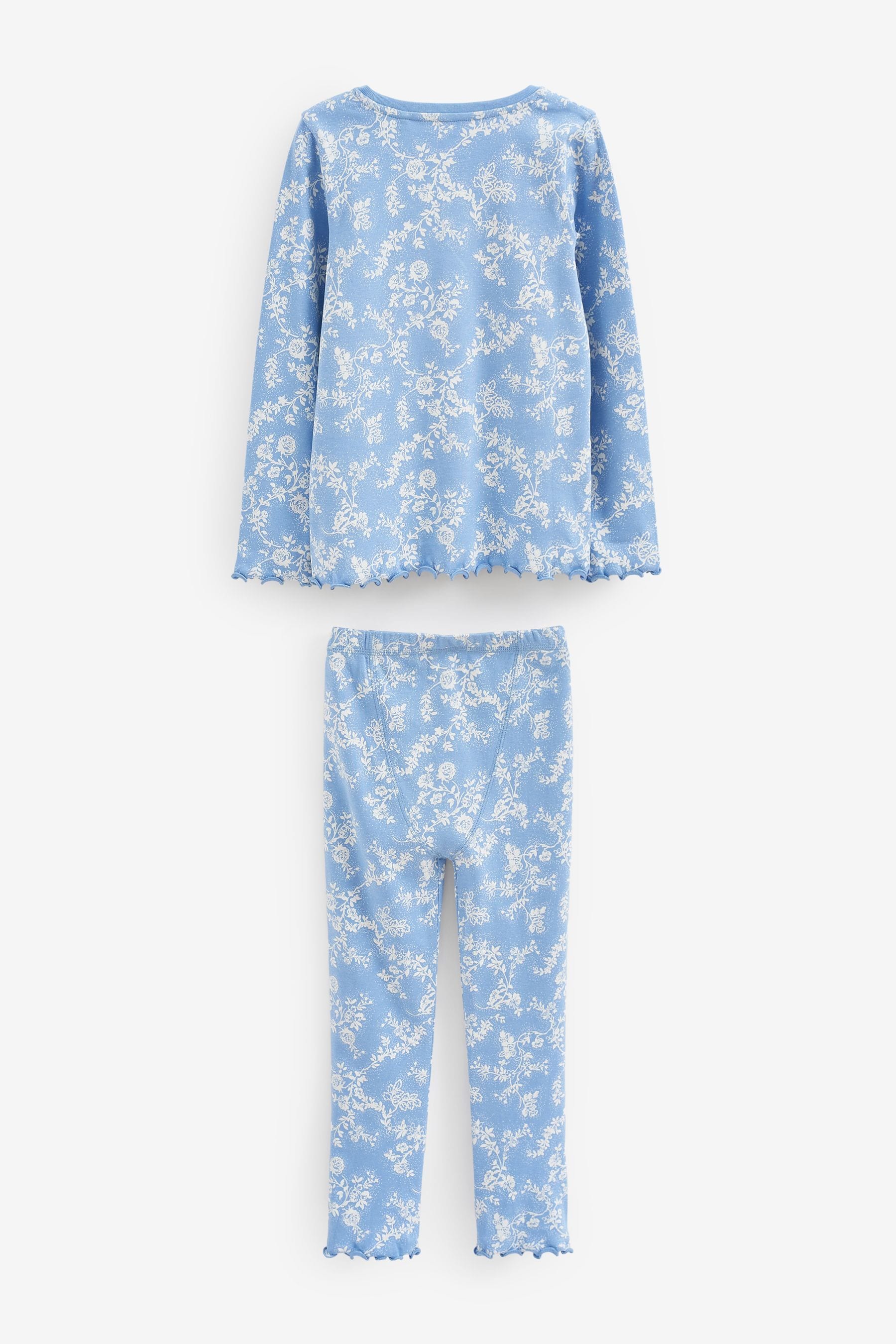 Blue/White Floral Pyjamas 3 Pack (9mths-16yrs)