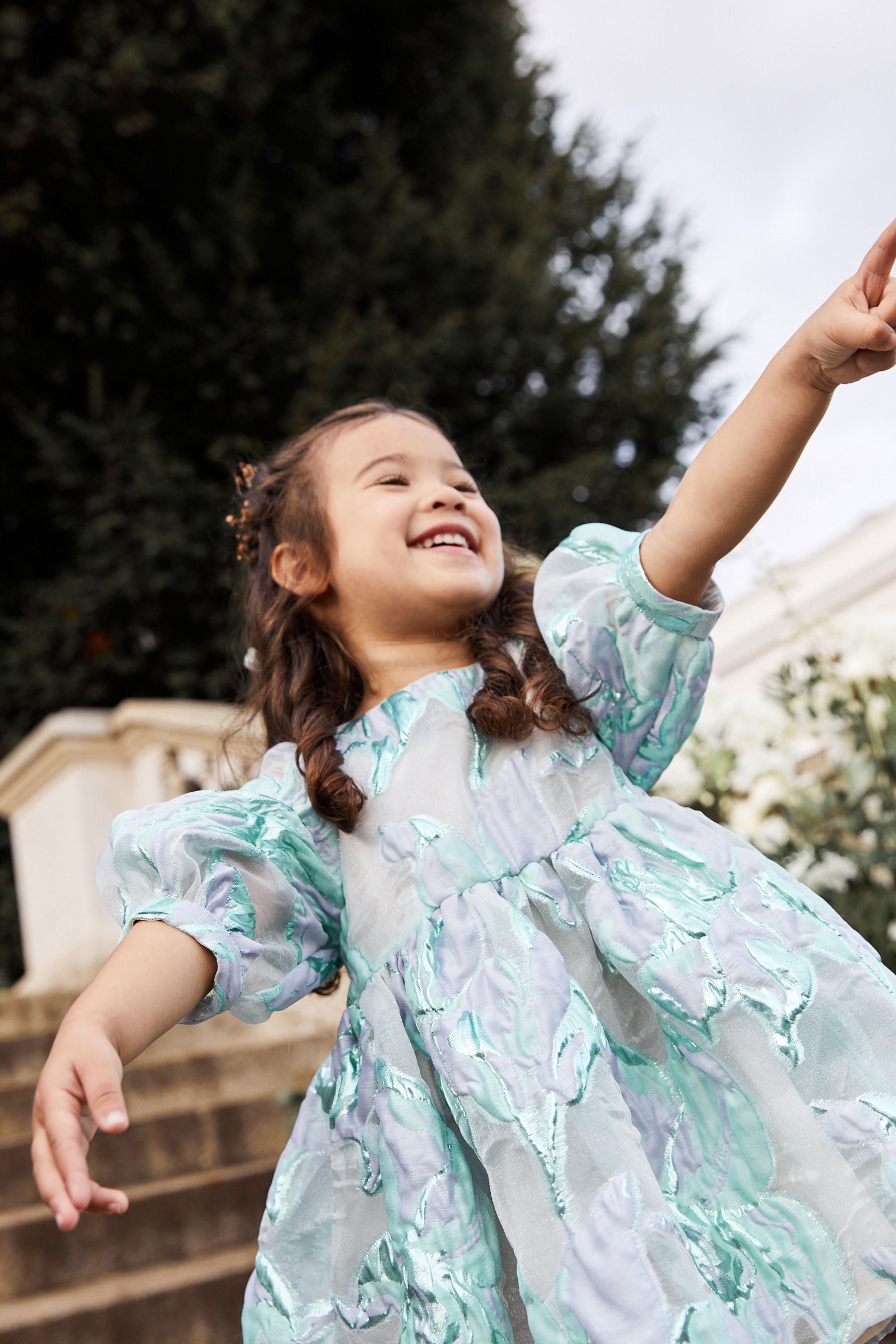 Lilac Purple/Mint Green Jacquard Party Dress (12mths-8yrs)