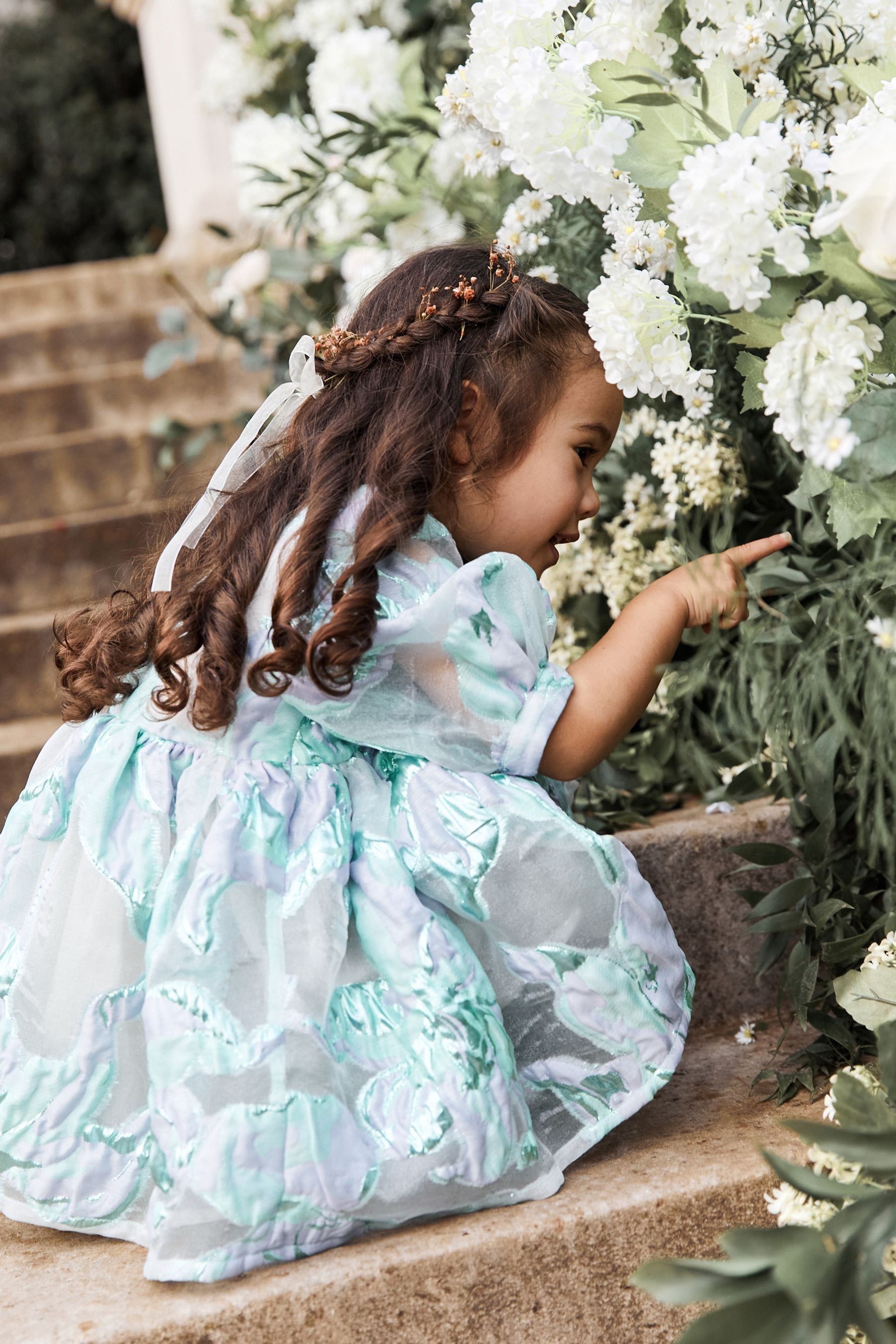 Lilac Purple/Mint Green Jacquard Party Dress (12mths-8yrs)