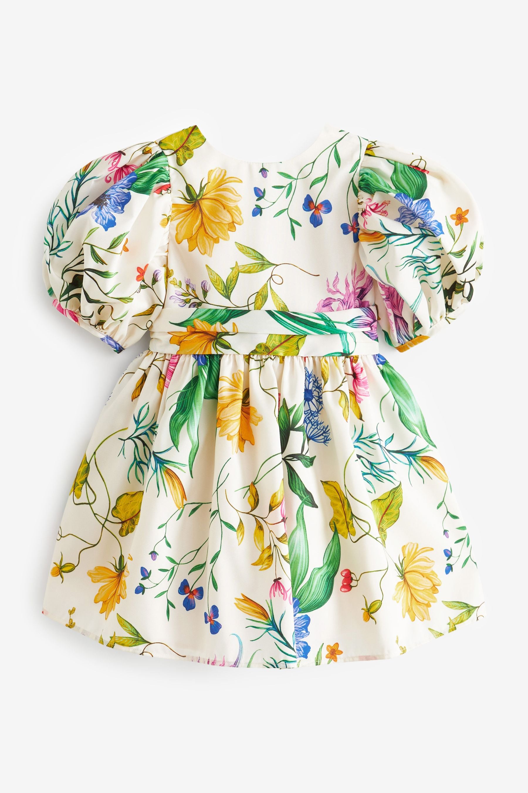 Cream Floral Printed Taffeta Party Dress (3mths-10yrs)