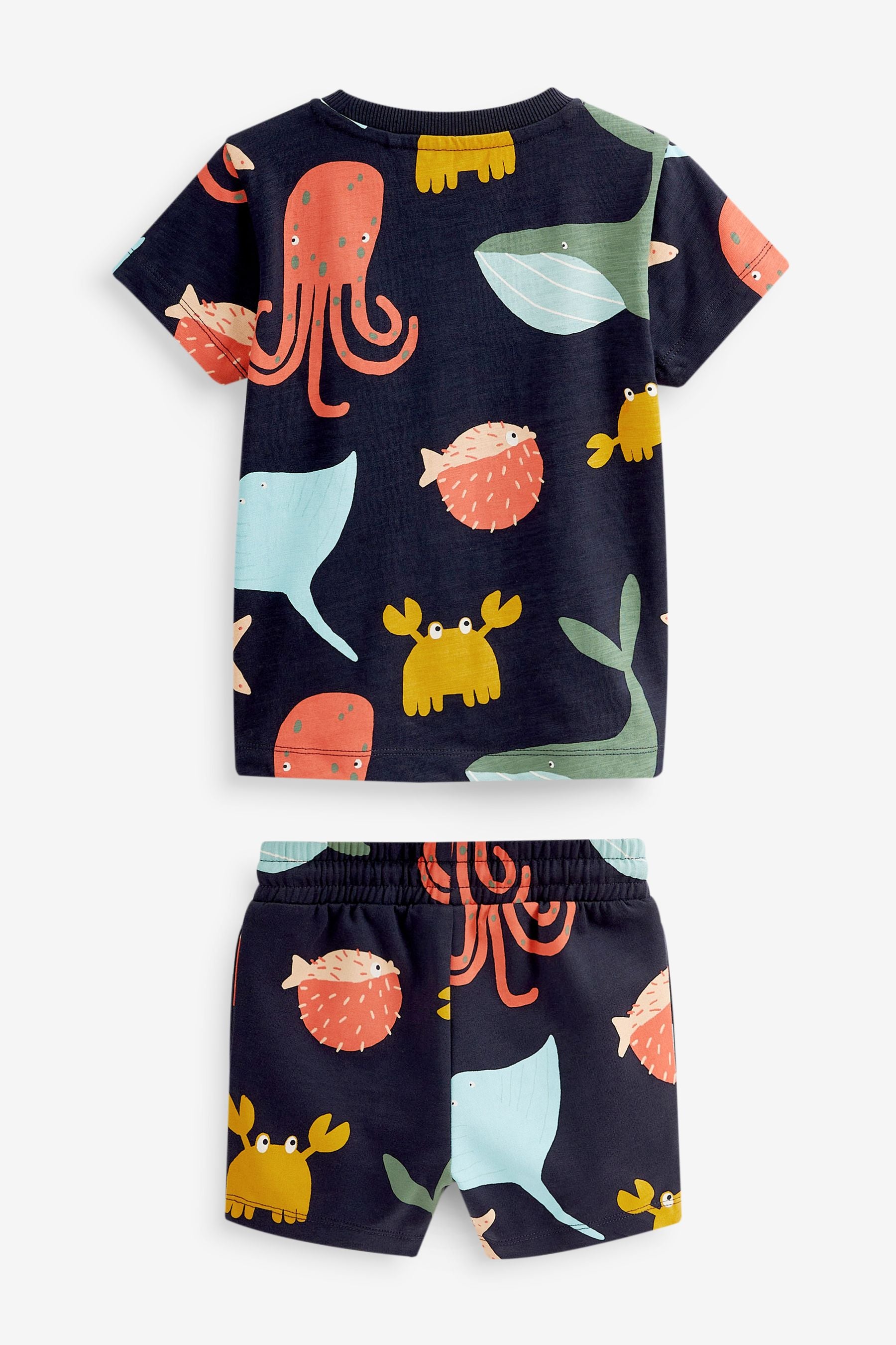 Navy Sealife All-Over Printed T-Shirt and Shorts Set (3mths-7yrs)