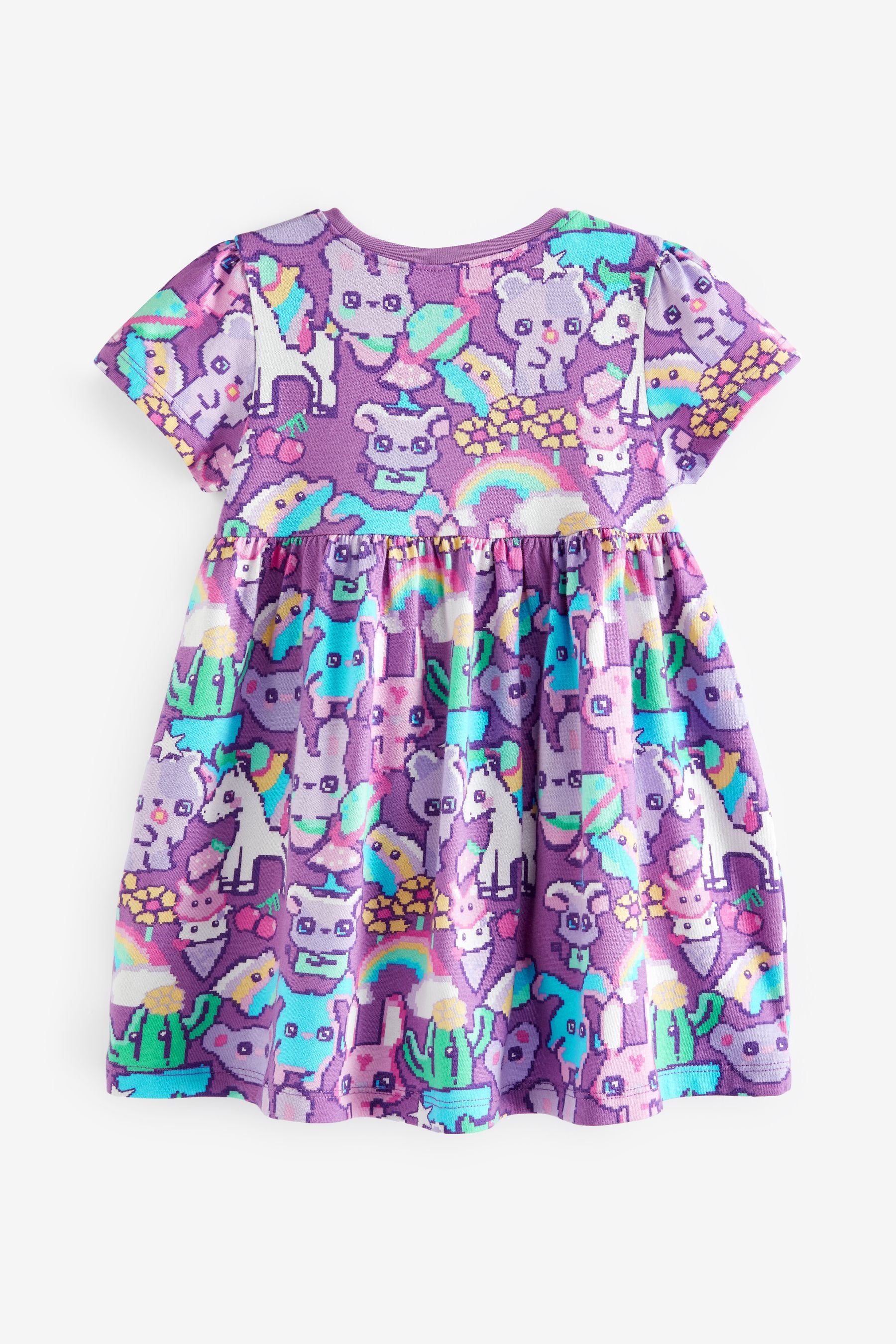 Purple Character Short Sleeve Cotton Jersey Dress (3mths-7yrs)