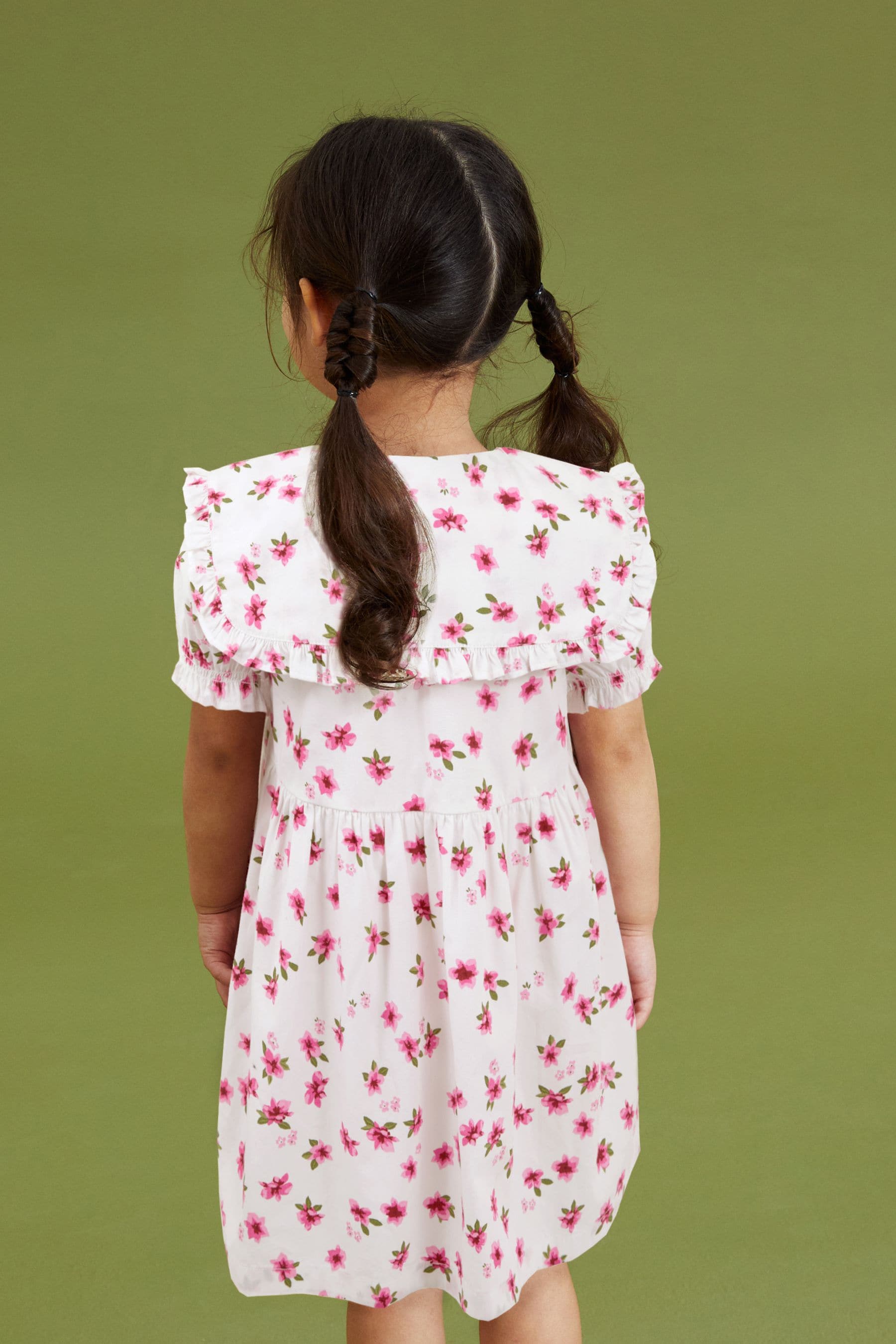 Pink Ditsy Floral Cotton Collar Dress (3mths-8yrs)