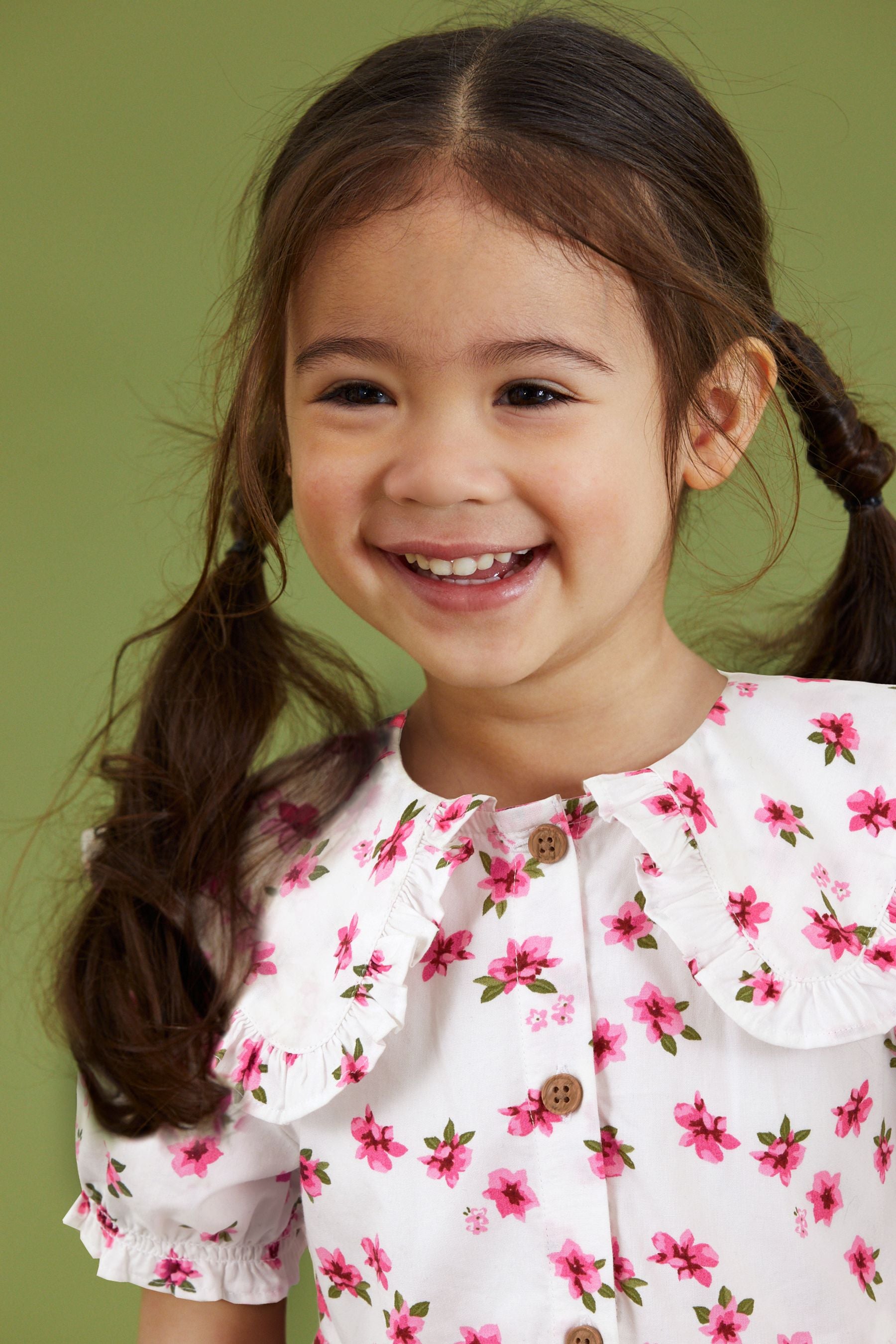 Pink Ditsy Floral Cotton Collar Dress (3mths-8yrs)