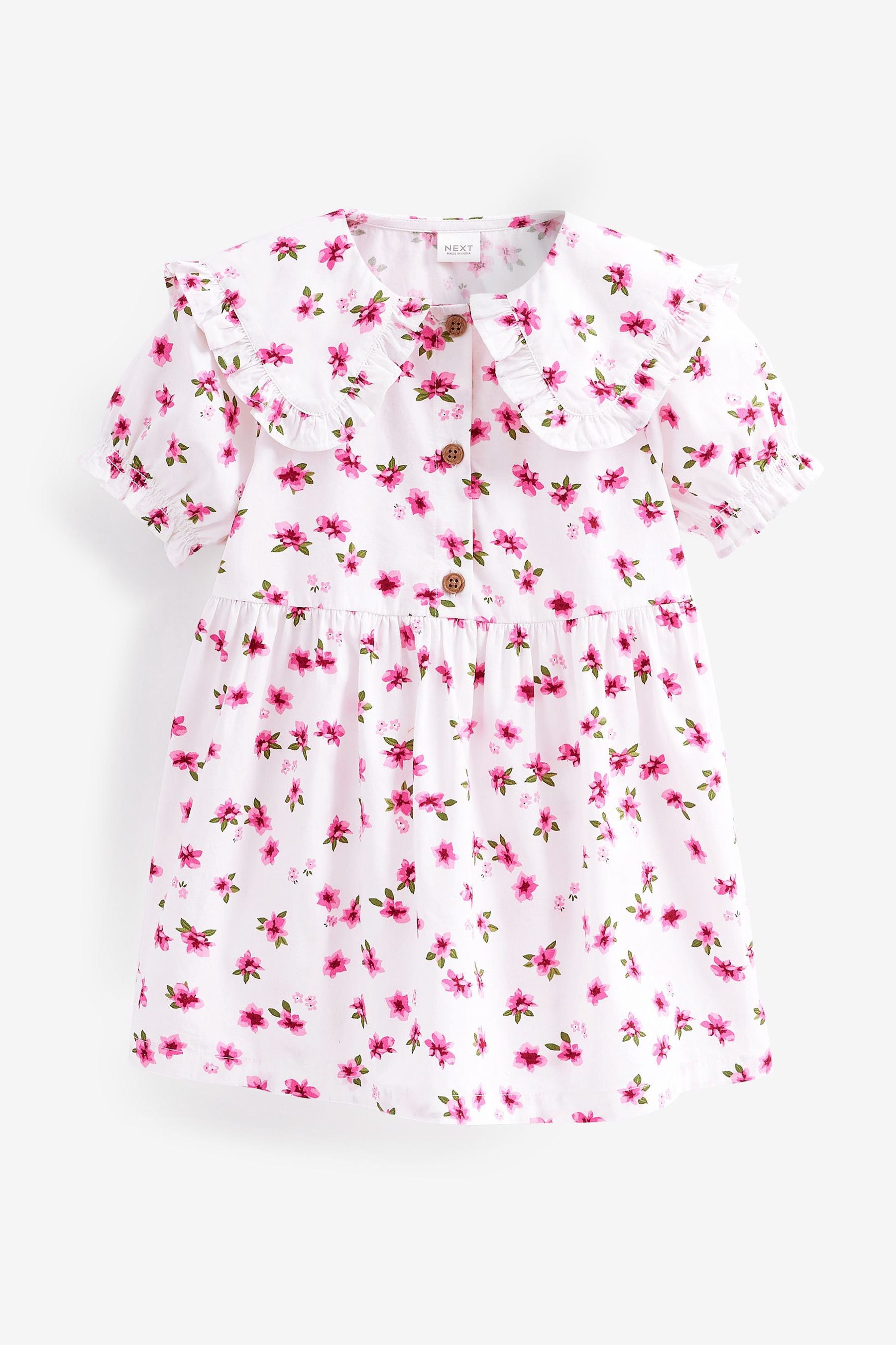 Pink Ditsy Floral Cotton Collar Dress (3mths-8yrs)