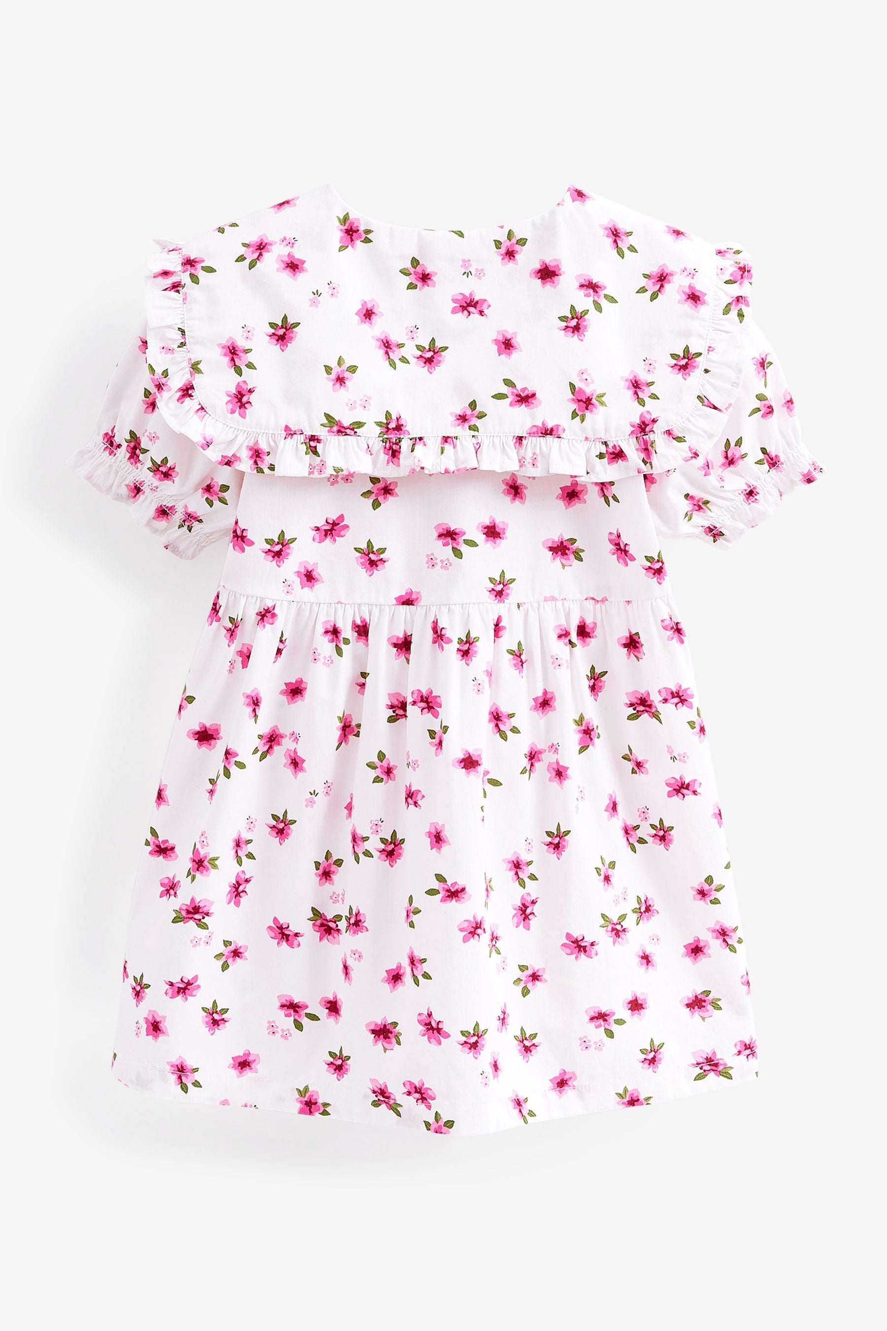 Pink Ditsy Floral Cotton Collar Dress (3mths-8yrs)