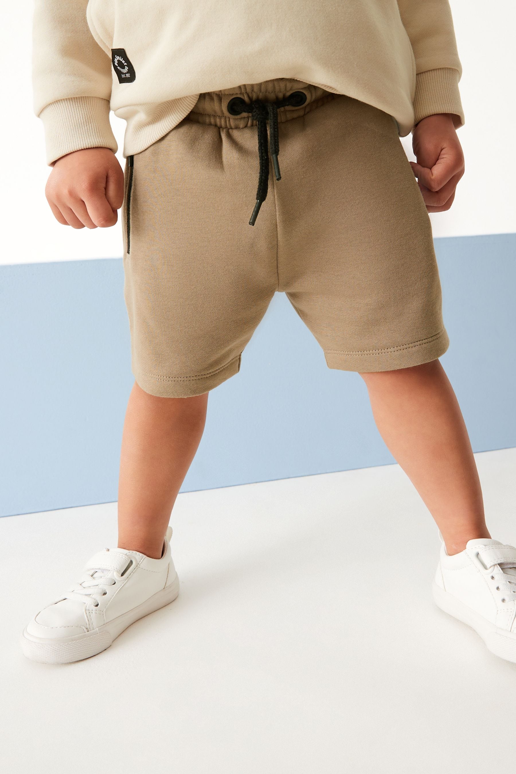 Stone Natural/Brown Funnel Neck Sweatshirt And Shorts Set (3mths-7yrs)