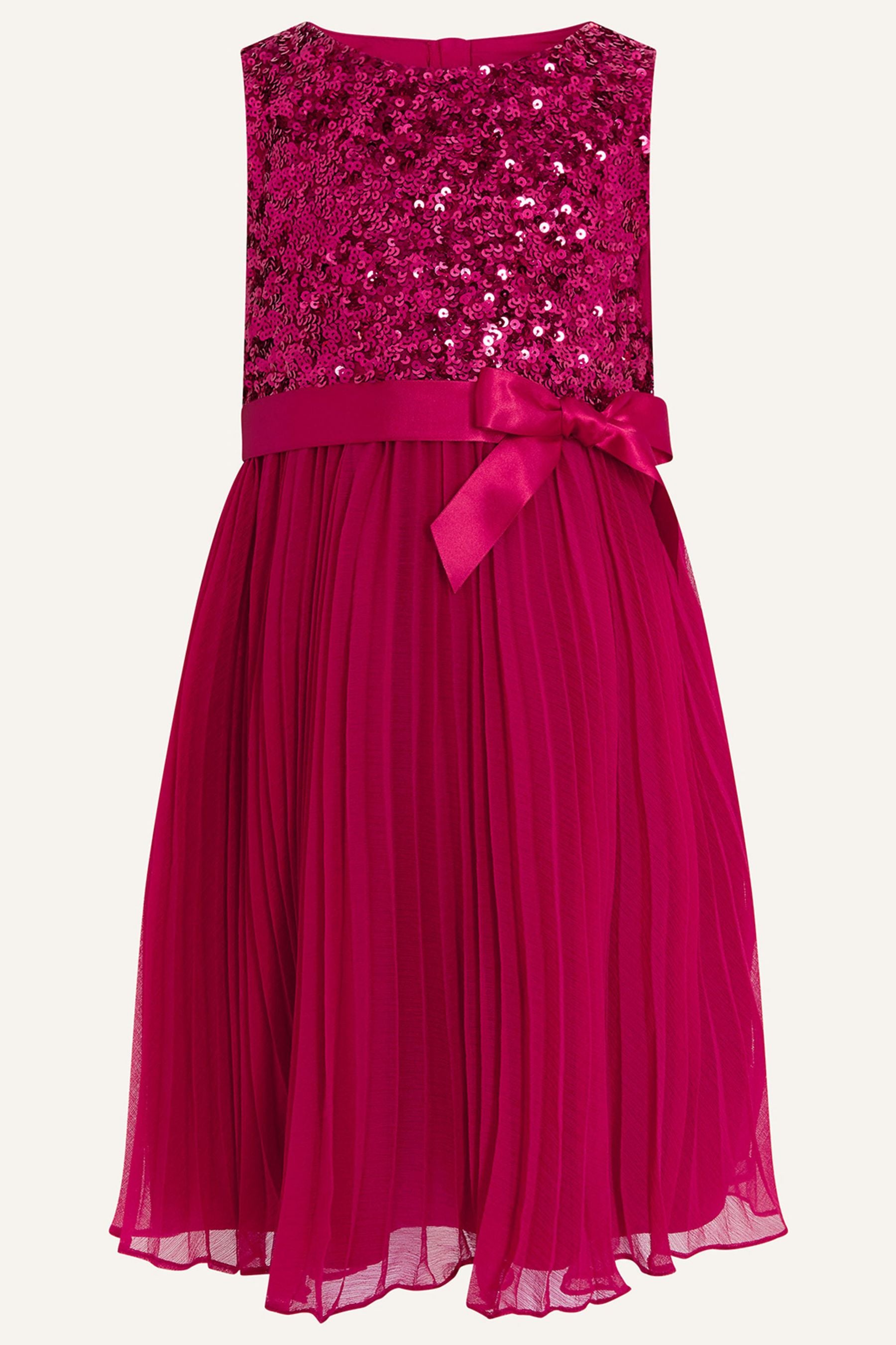 Monsoon Pink Keita Sequin Pleat Dress in Recycled Polyester