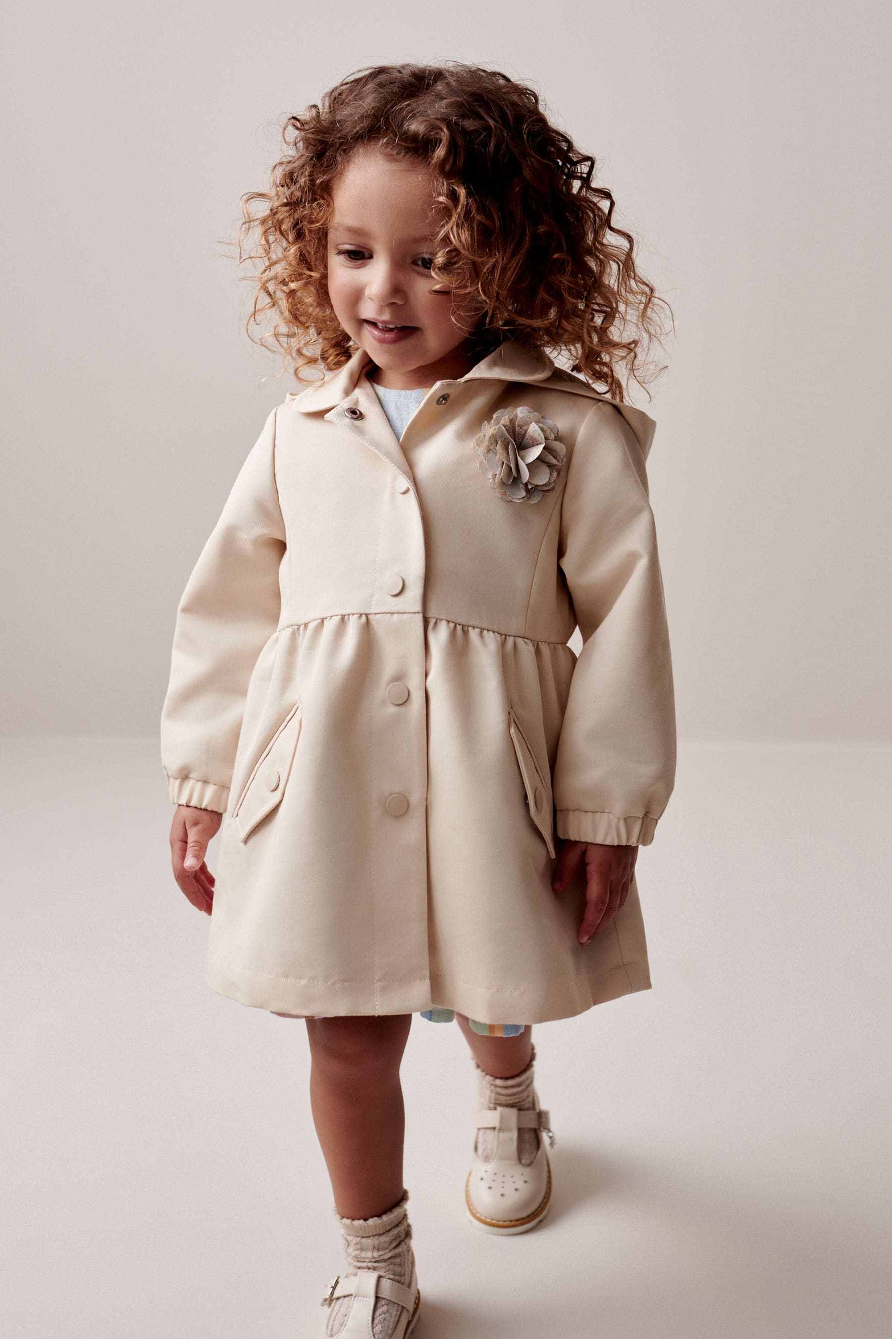 Stone Shower Resitant Corsage Trench Coat (3mths-7yrs)