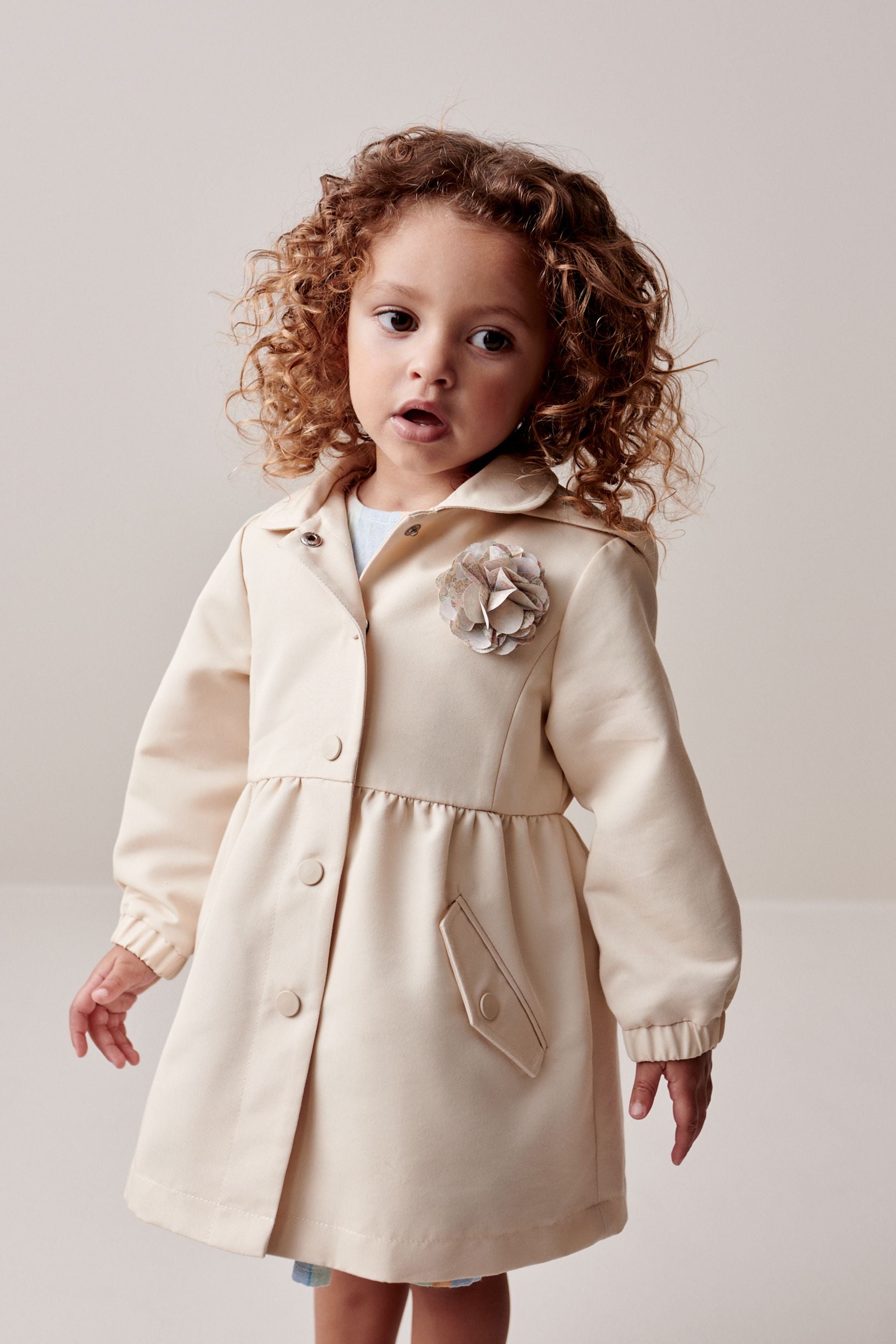 Stone Shower Resitant Corsage Trench Coat (3mths-7yrs)