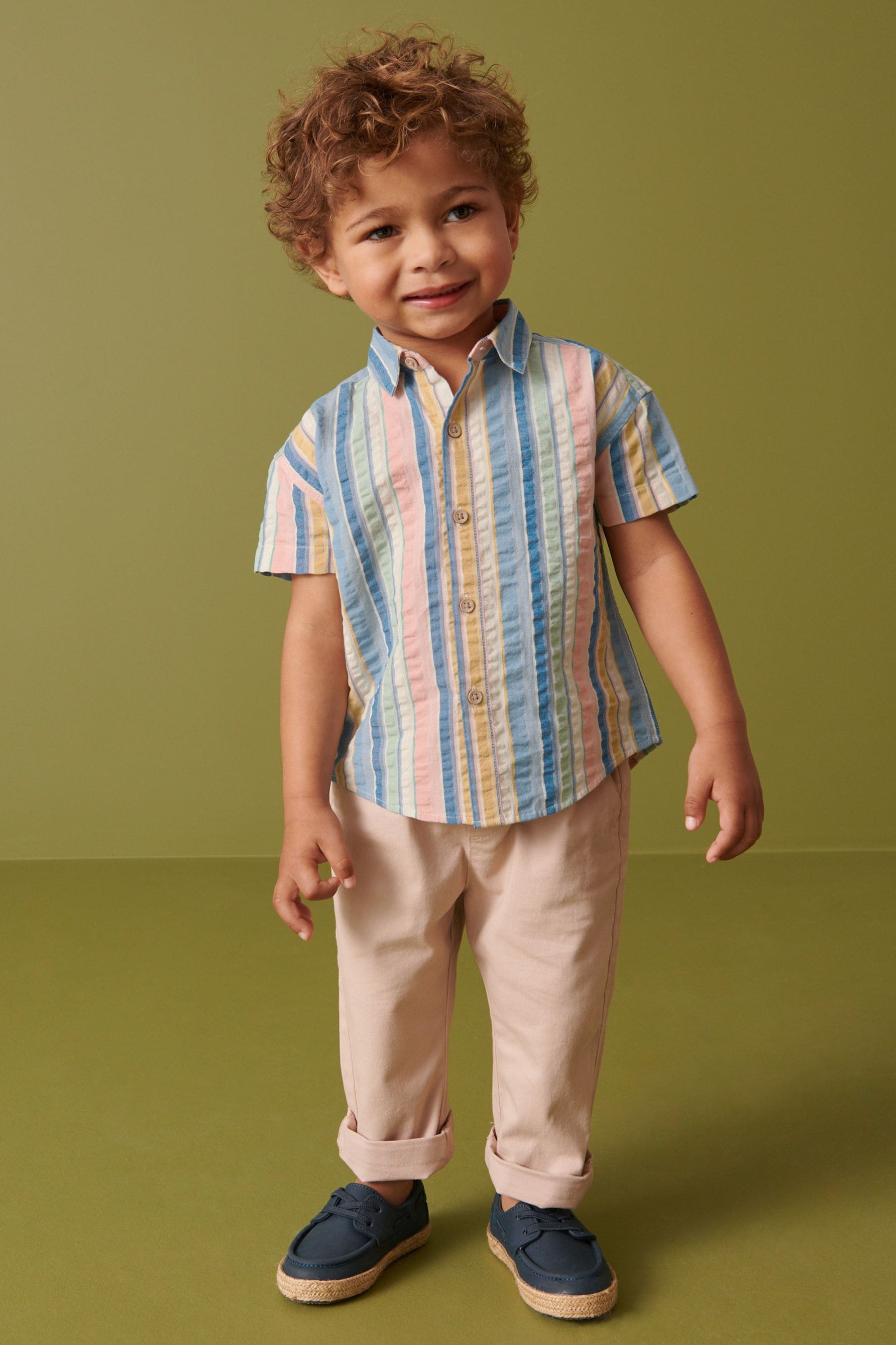 Rainbow Short Sleeve Vertical Stripe Shirt (3mths-7yrs)