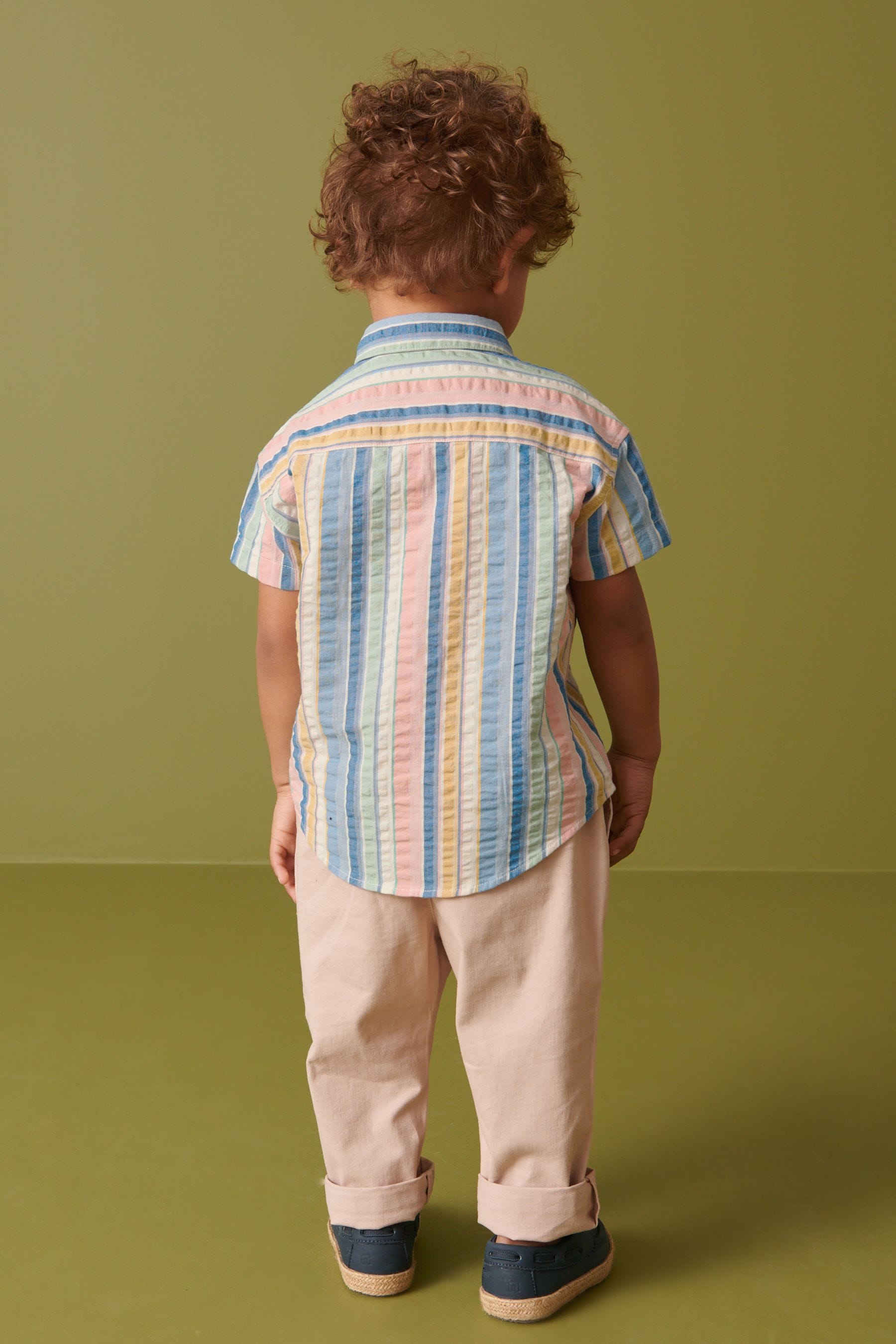 Rainbow Short Sleeve Vertical Stripe Shirt (3mths-7yrs)