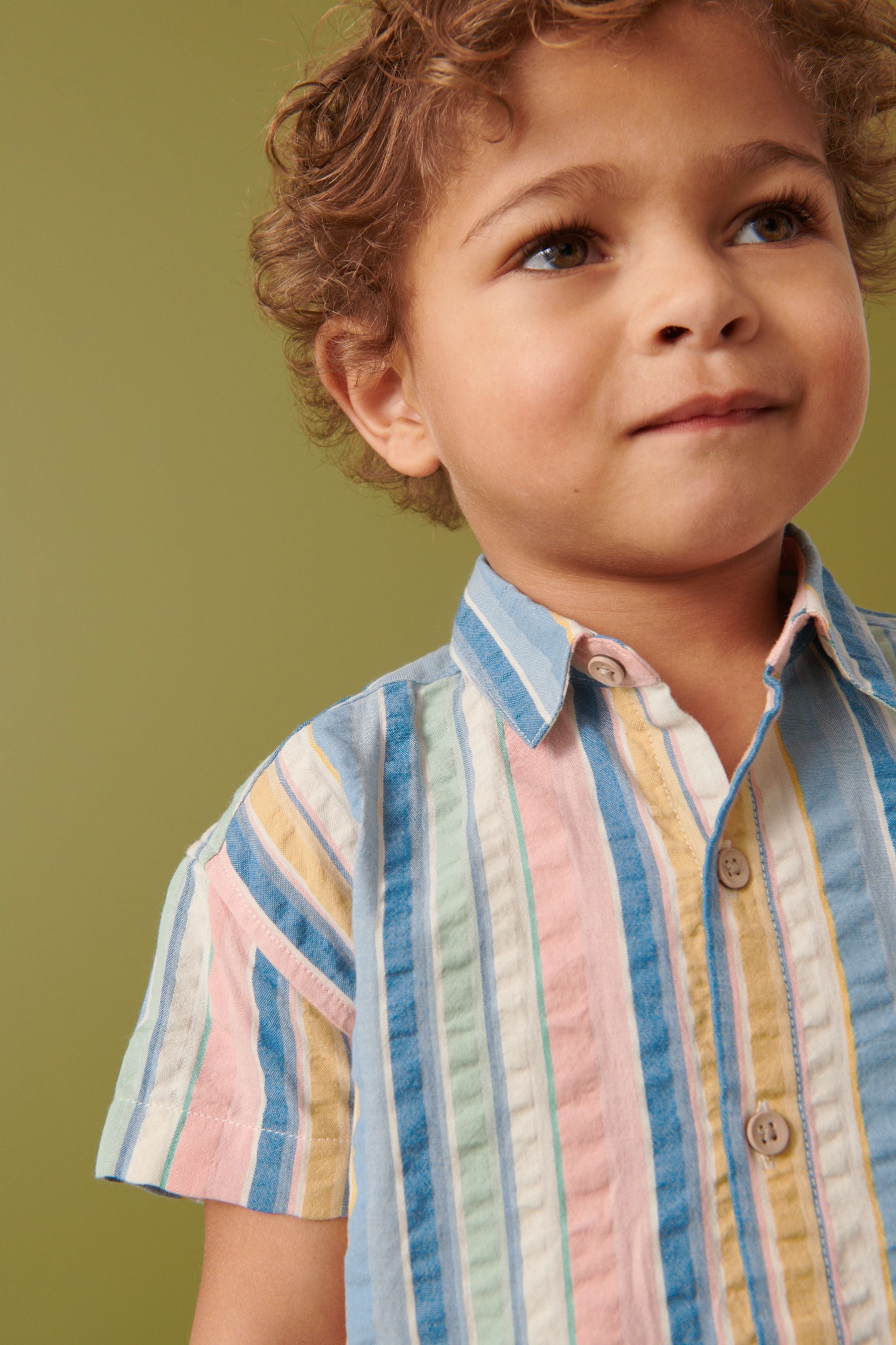 Rainbow Short Sleeve Vertical Stripe Shirt (3mths-7yrs)