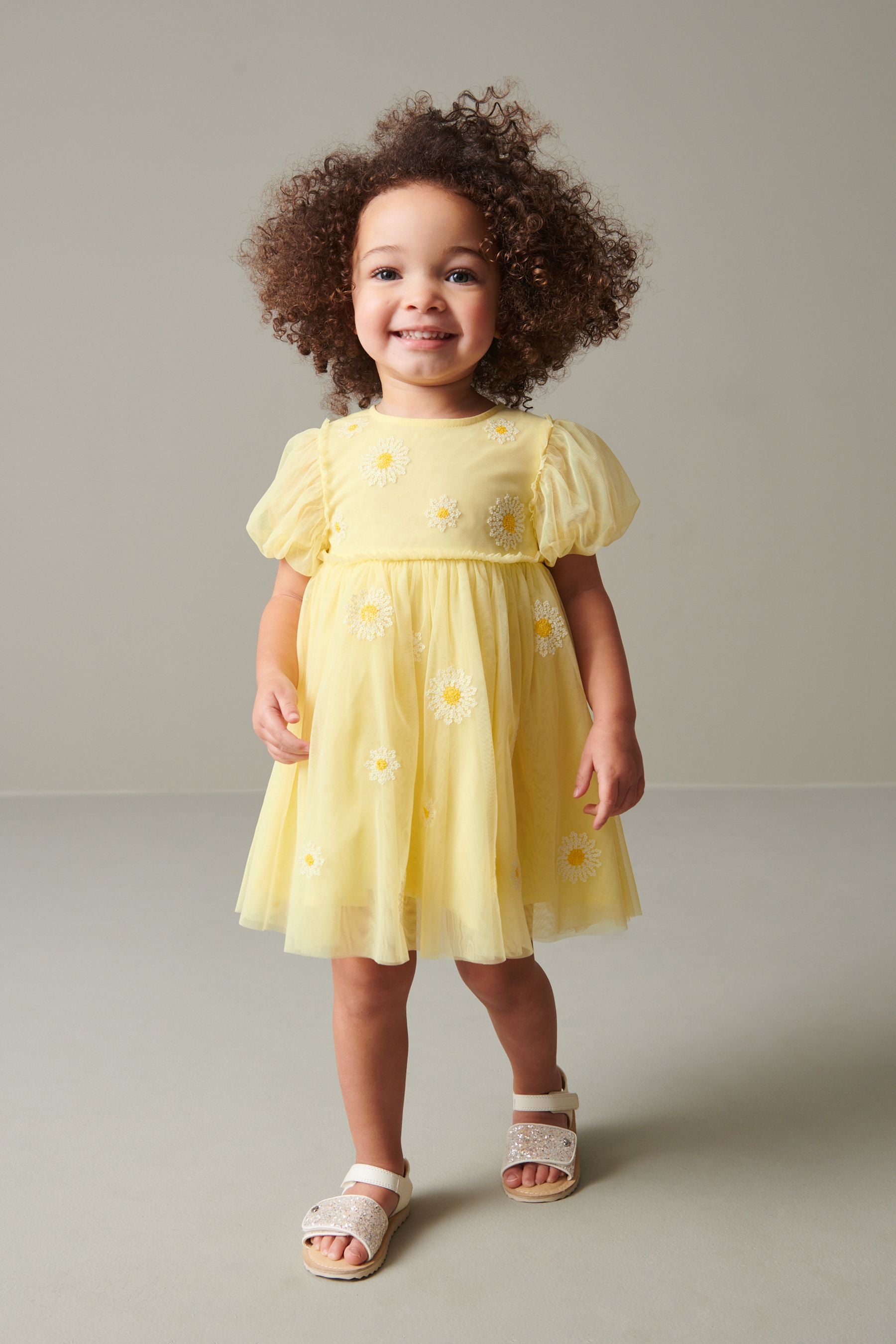 Yellow Short Sleeve Sequin Party Dress (3mths-7yrs)