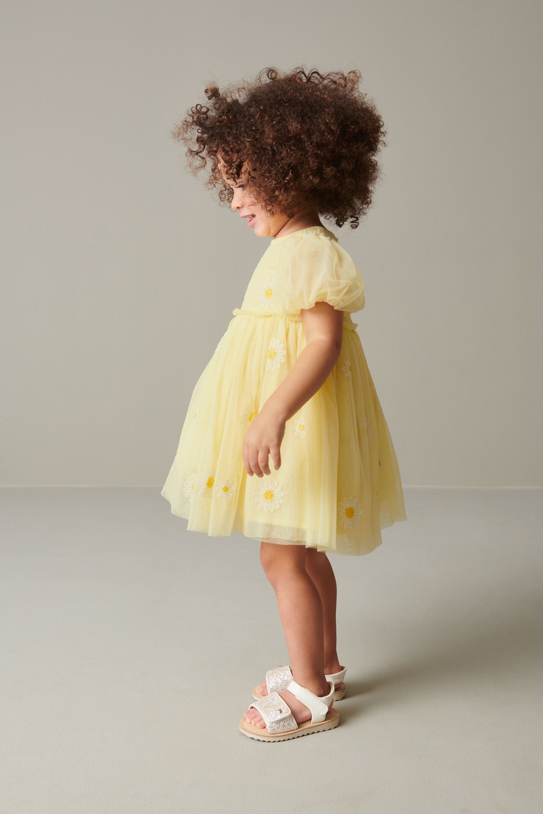 Yellow Short Sleeve Sequin Party Dress (3mths-7yrs)