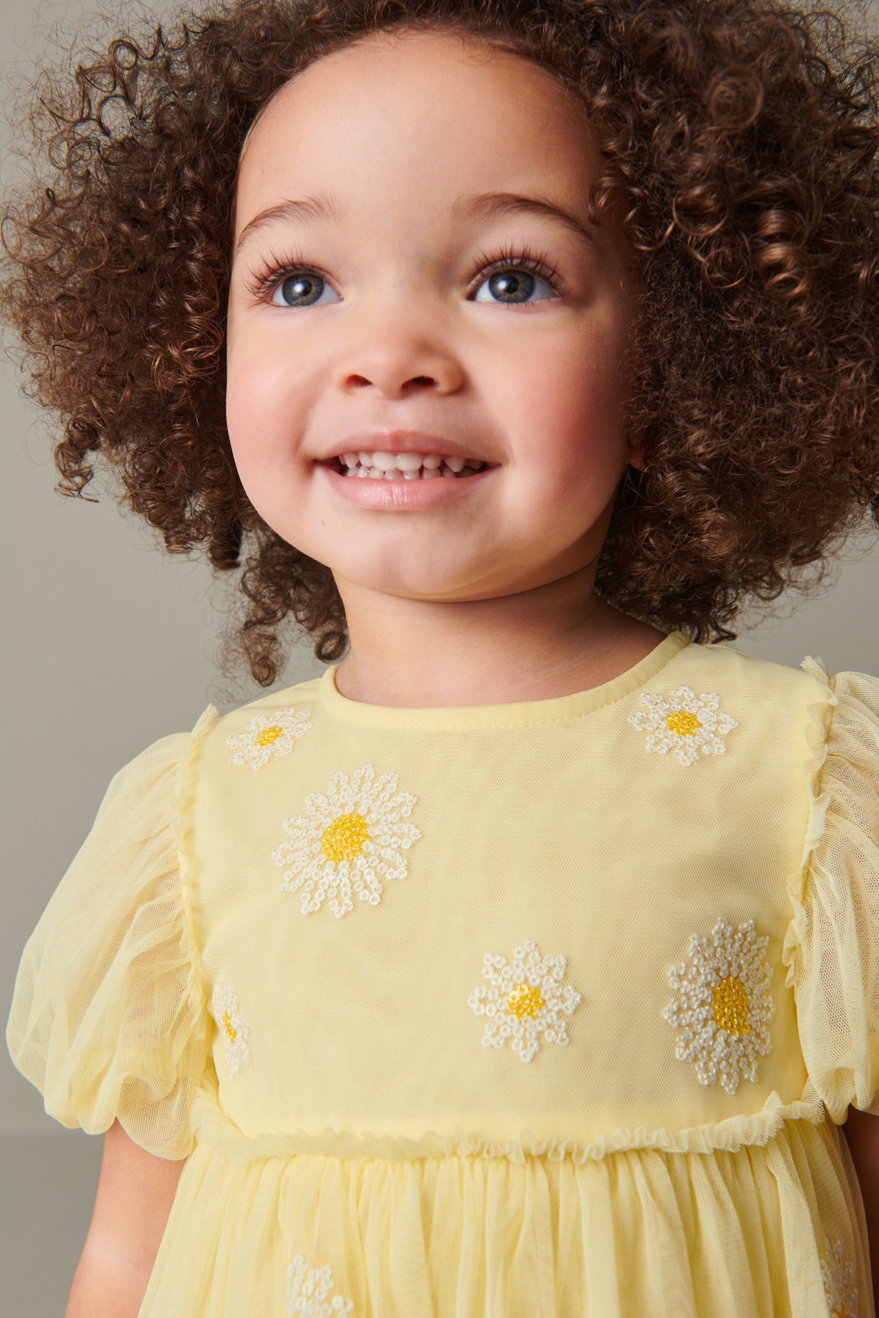 Yellow Short Sleeve Sequin Party Dress (3mths-7yrs)