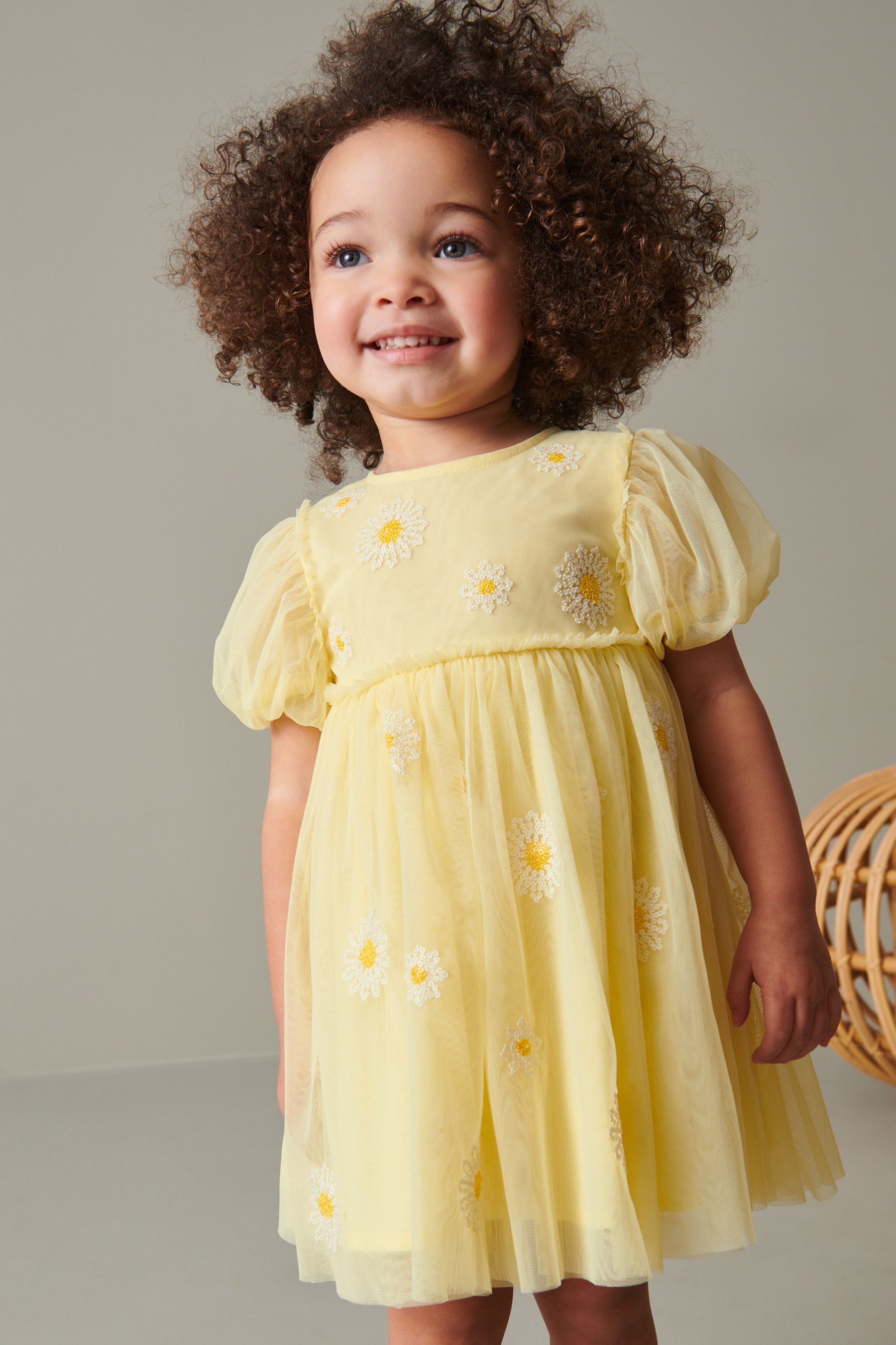 Yellow Short Sleeve Sequin Party Dress (3mths-7yrs)