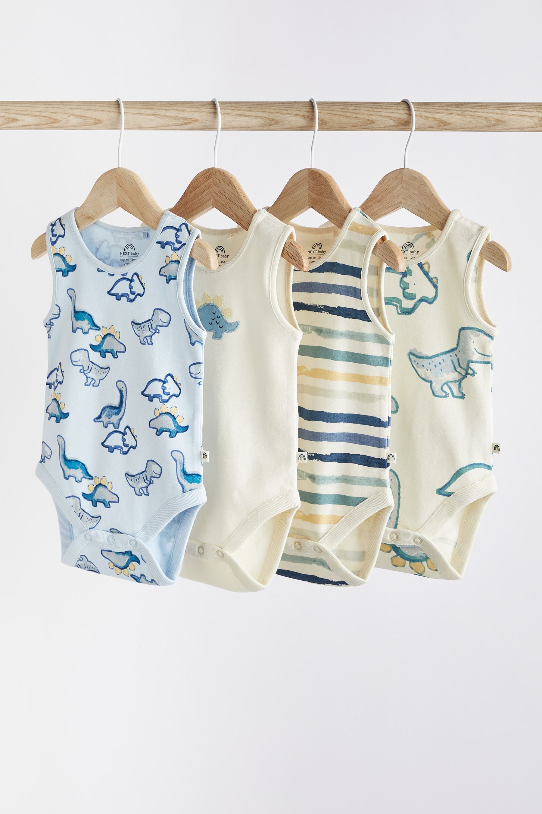 Blue Baby Vest Bodysuits 4 Pack