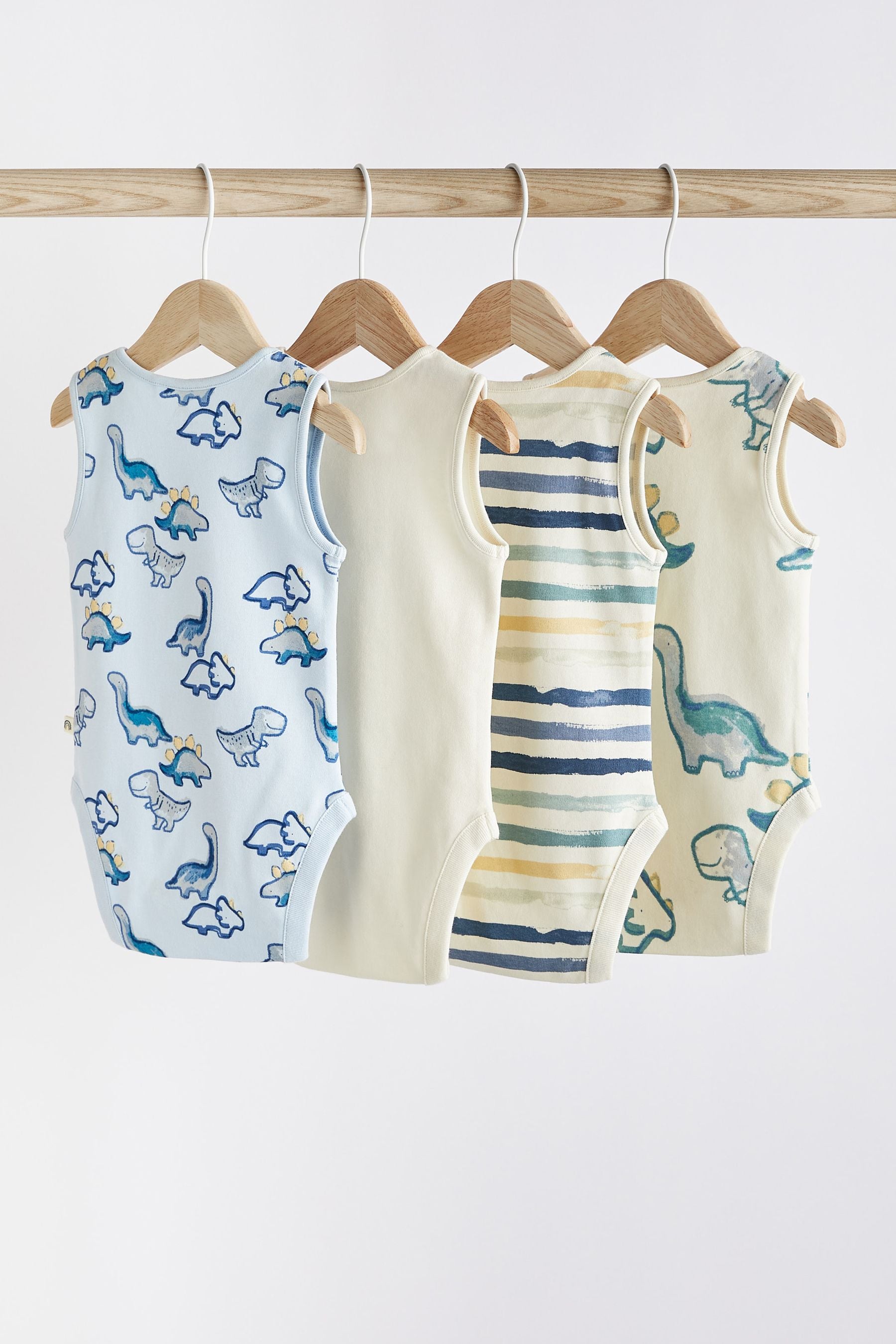 Blue Baby Vest Bodysuits 4 Pack