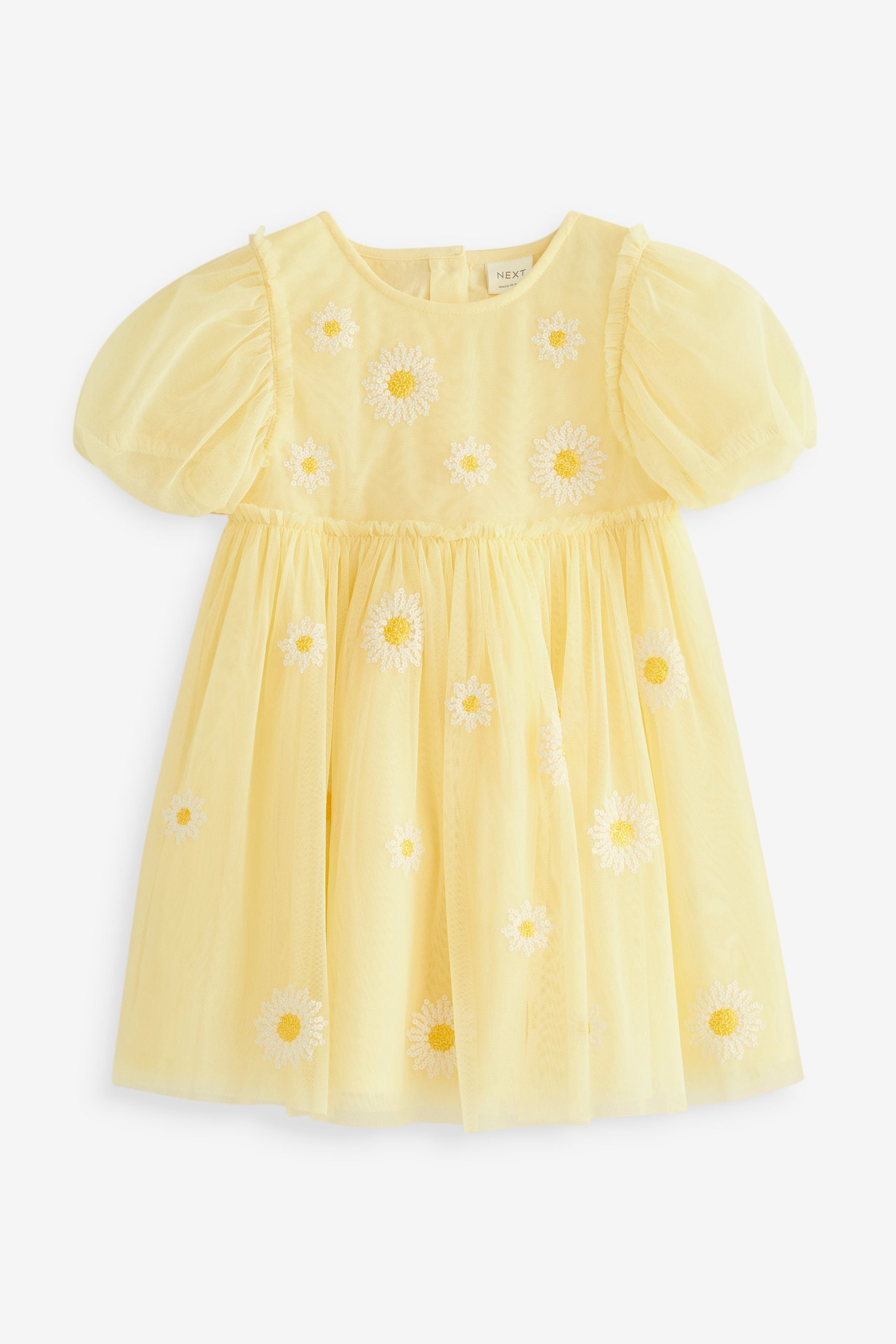 Yellow Short Sleeve Sequin Party Dress (3mths-7yrs)