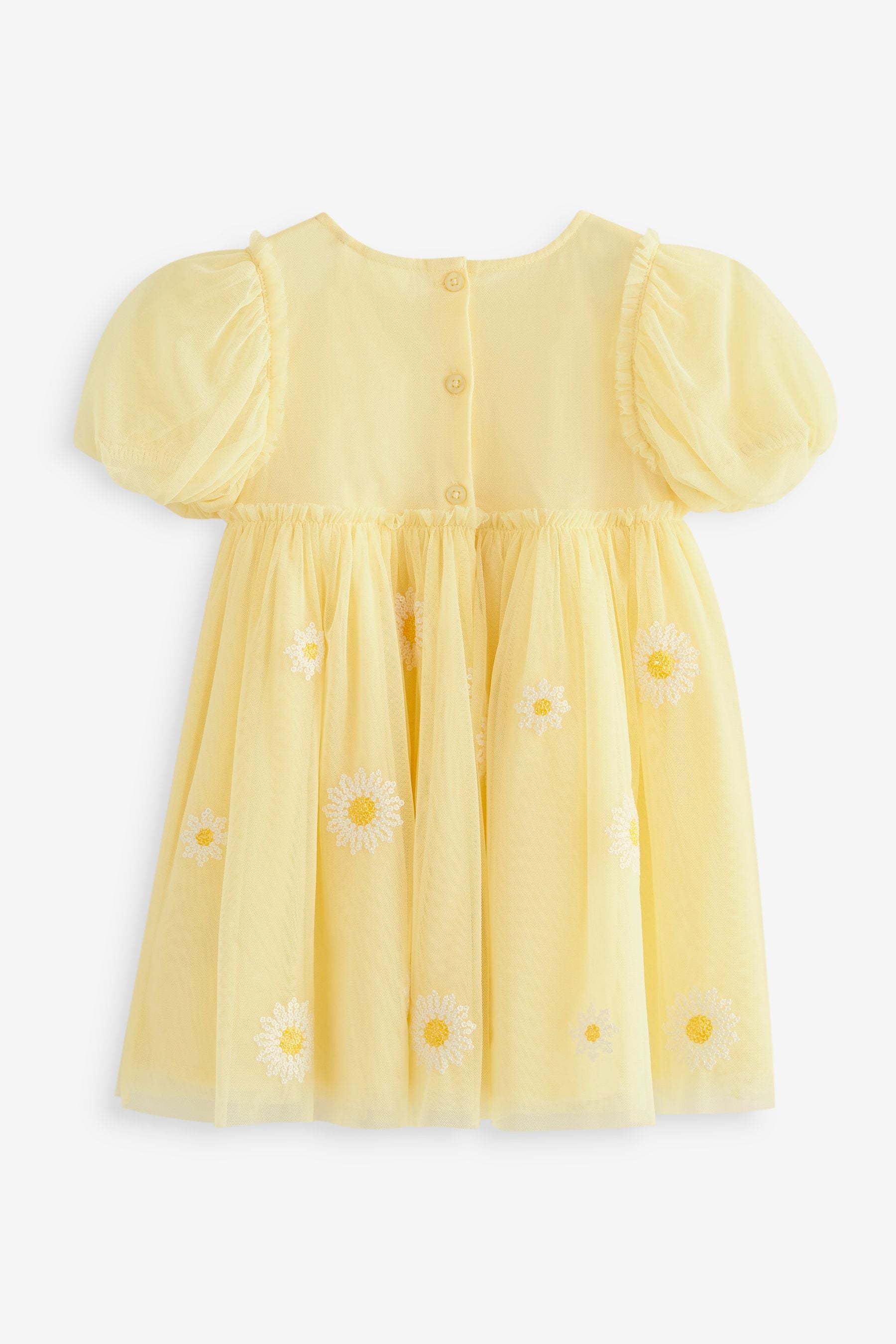 Yellow Short Sleeve Sequin Party Dress (3mths-7yrs)