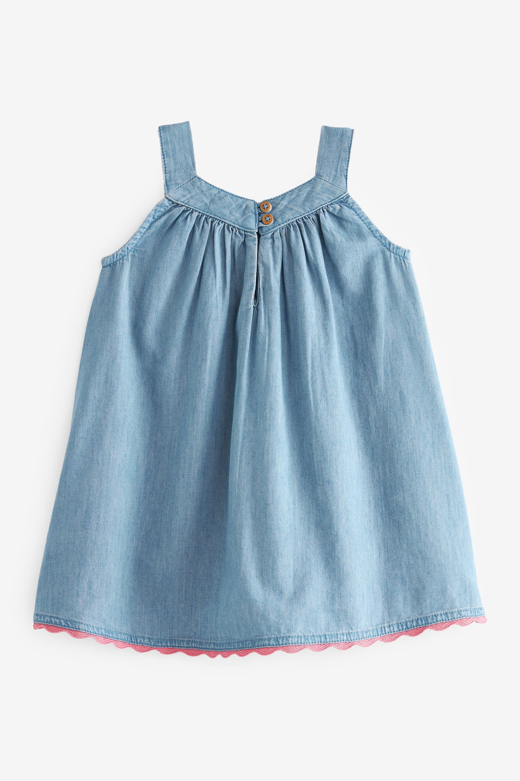 Blue Denim Embroidered Cotton Sundress (3mths-8yrs)