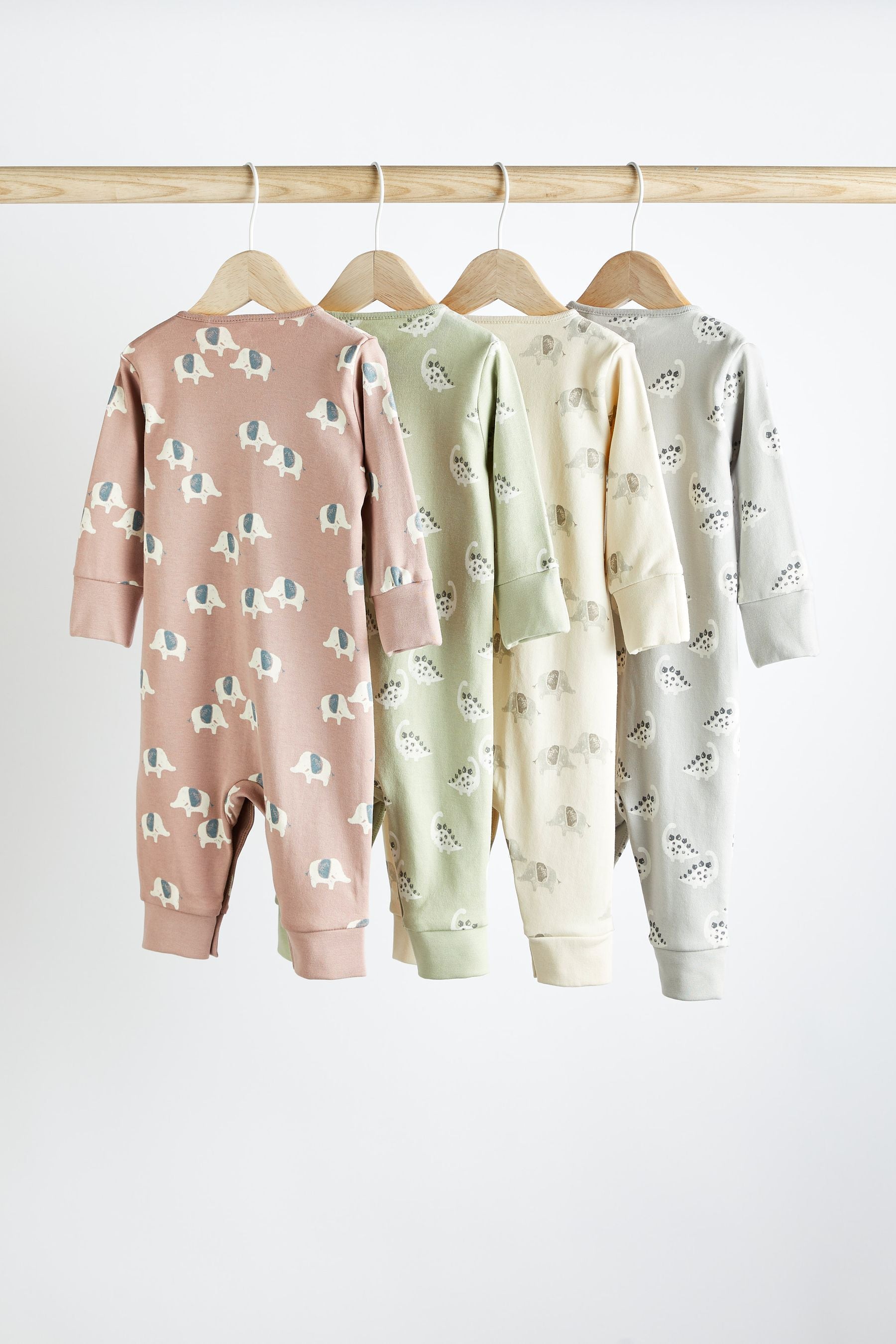 Neutral Printed Baby Sleepsuits 4 Pack (0-2yrs)