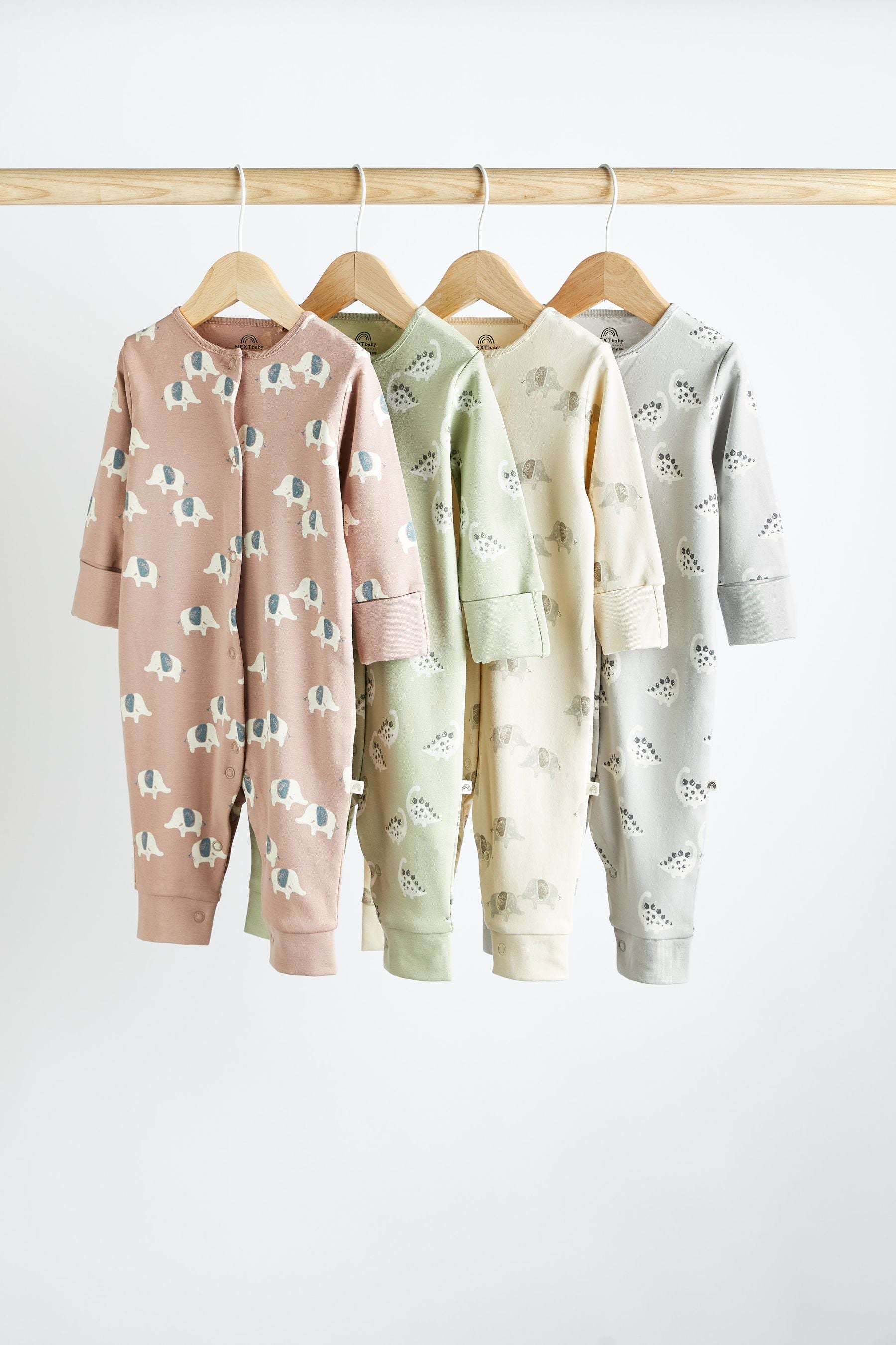 Neutral Printed Baby Sleepsuits 4 Pack (0-2yrs)