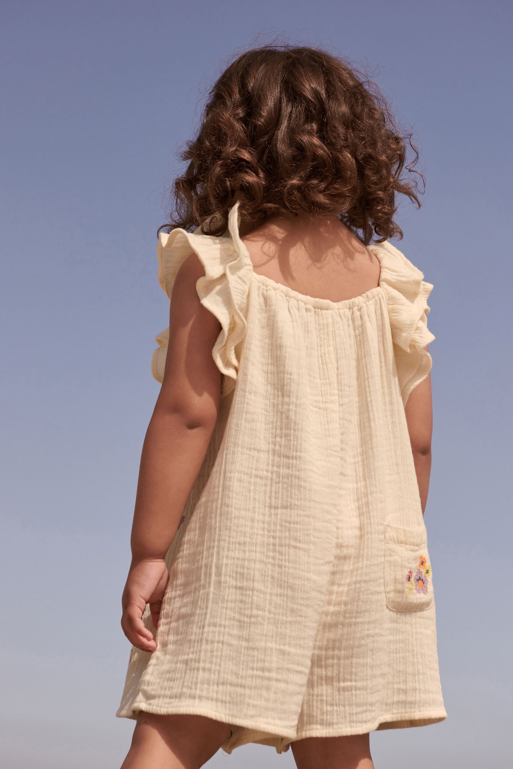 Cream Floral Frill Sleeve Playsuit (3mths-7yrs)