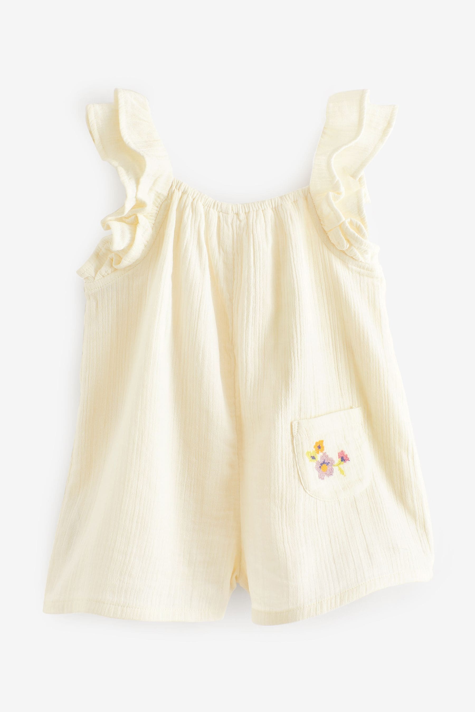 Cream Floral Frill Sleeve Playsuit (3mths-7yrs)