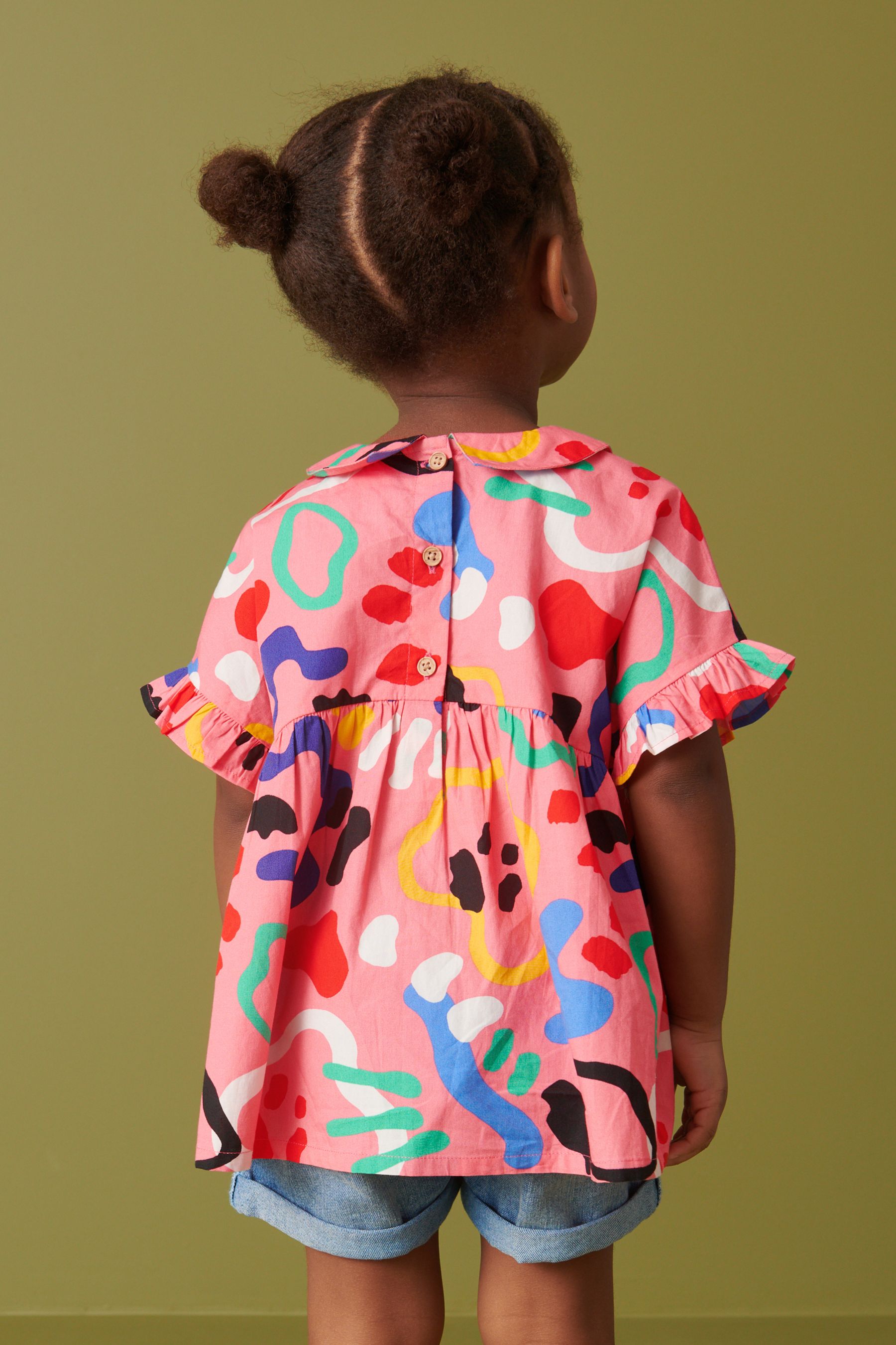 Pink Printed Cotton Blouse (12mths-8yrs)