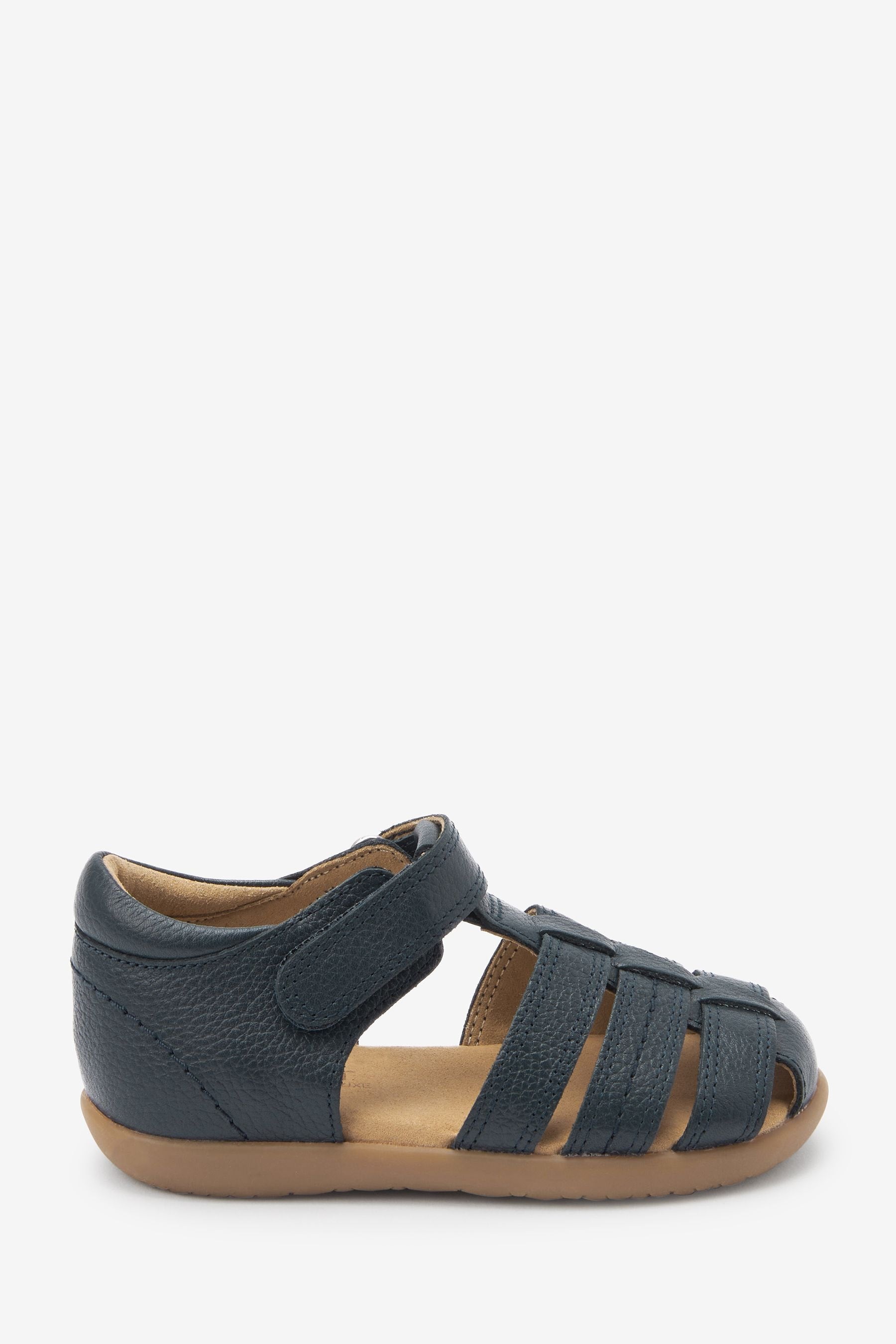 Navy Blue Little Luxe Leather Fisherman Sandals