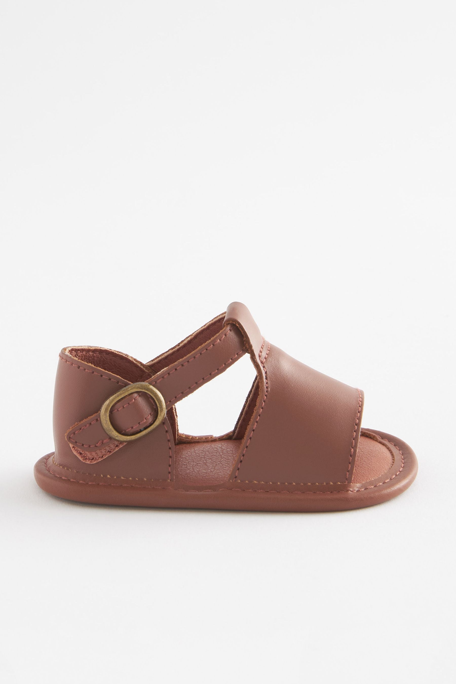 Tan Brown Leather Pram Sandals (0-24mths)