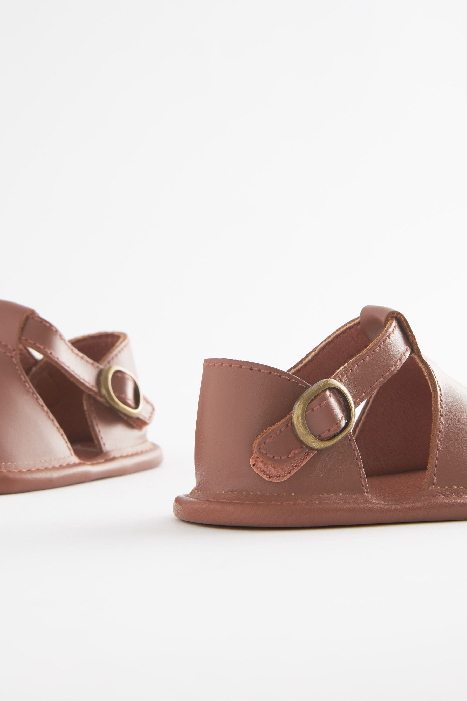 Tan Brown Leather Pram Sandals (0-24mths)