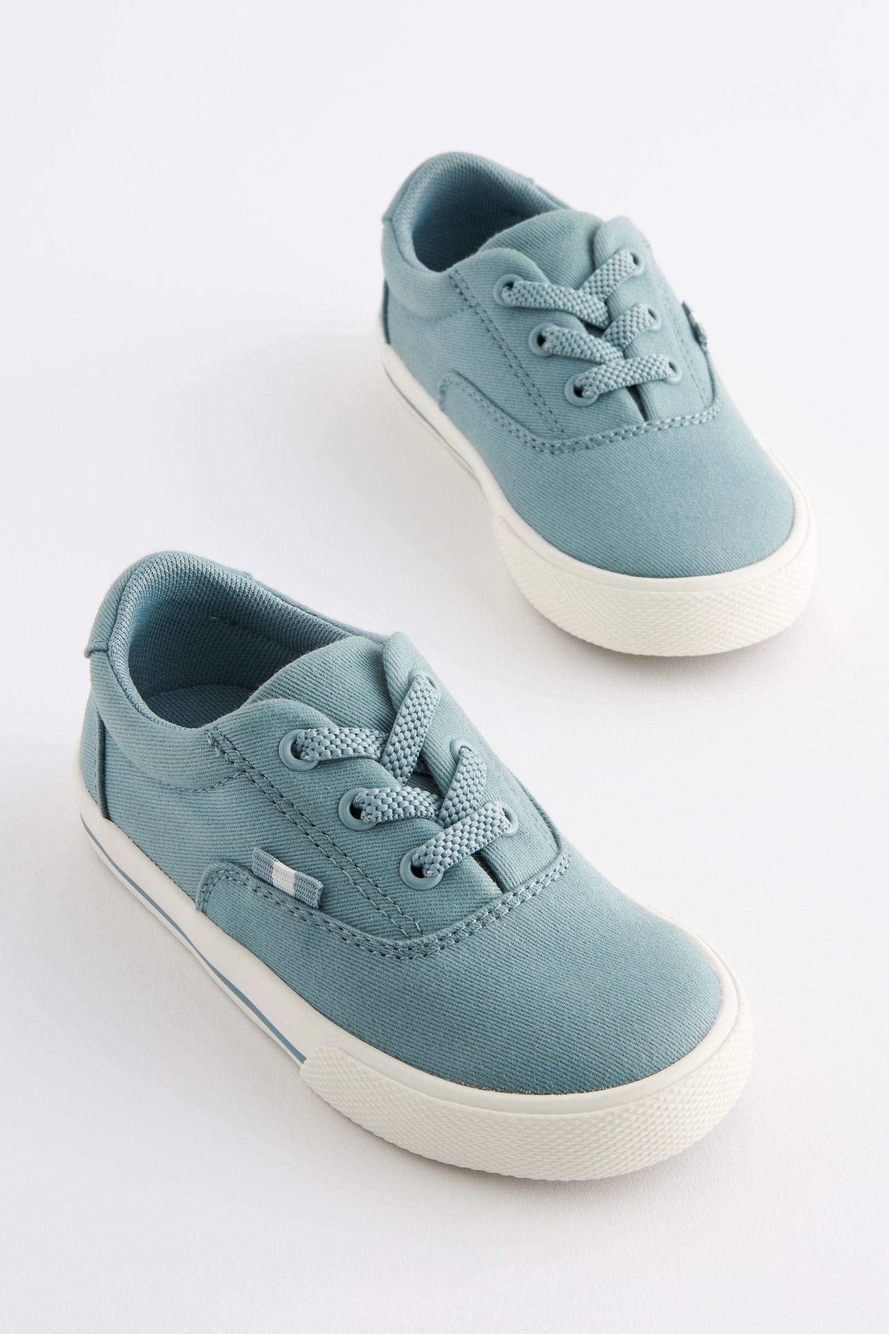 Mineral Blue Elastic Lace Up Shoes