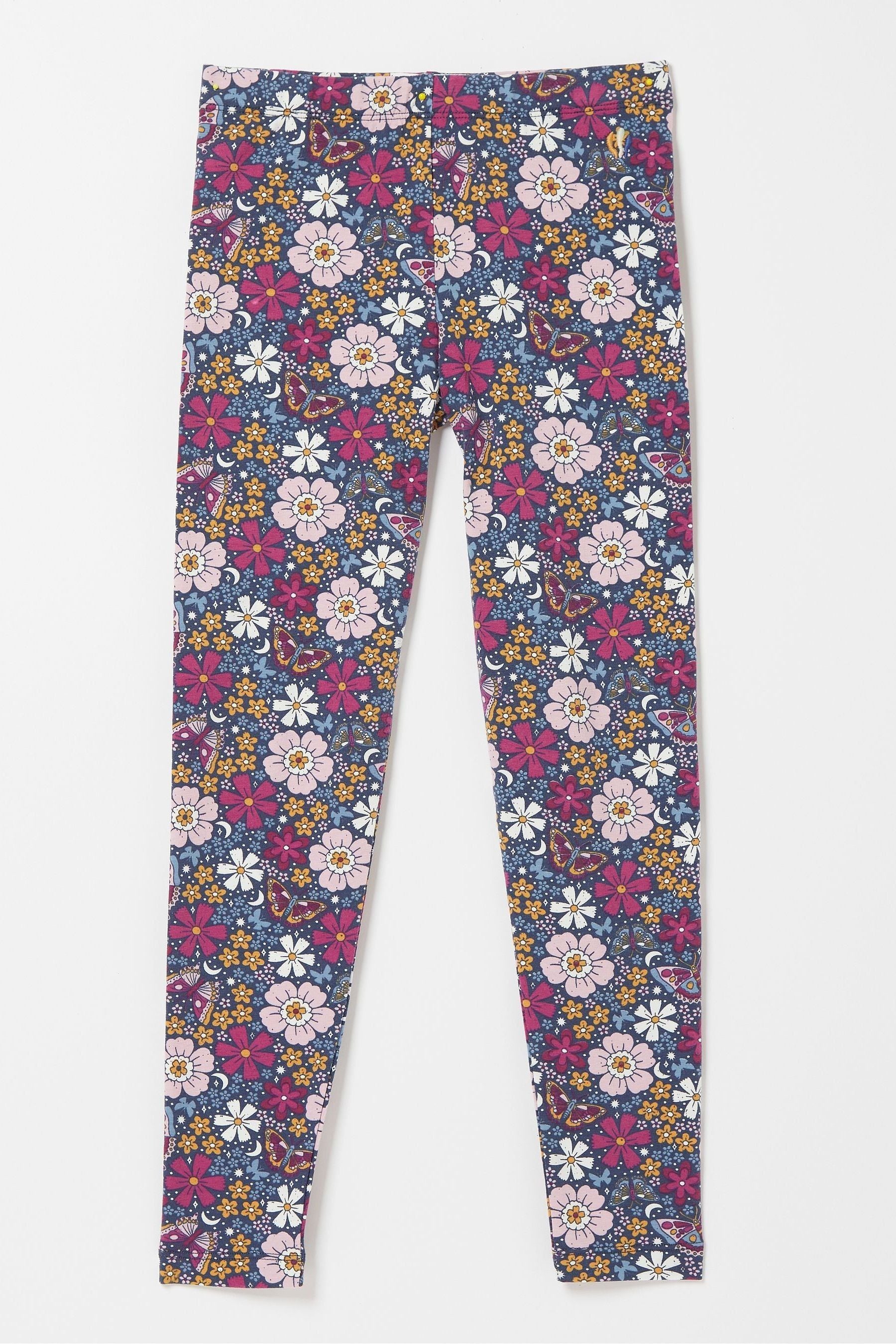 FatFace Purple Butterfly Floral Leggings 2 Pack