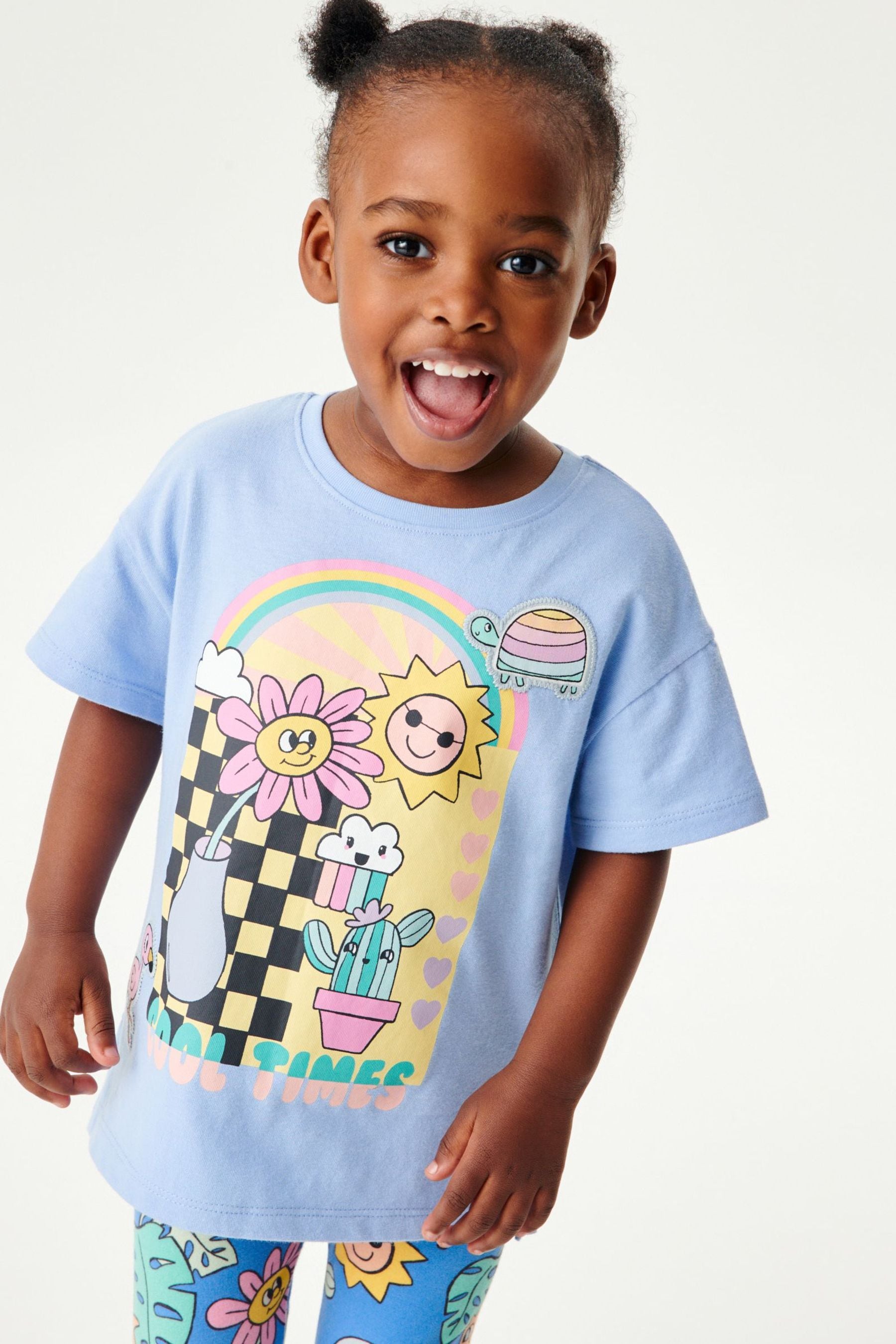 Blue Daisy Sunshine Oversized Cotton T-Shirt (3mths-7yrs)