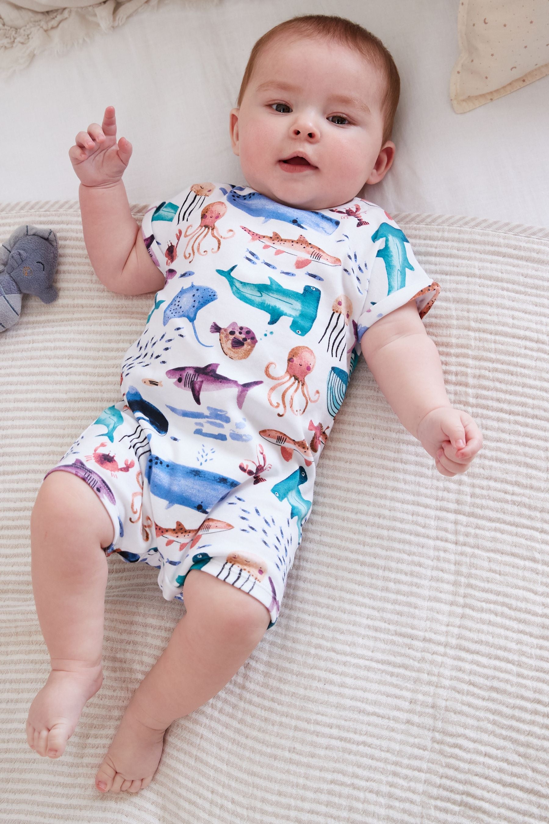 Blue Ocean Character Jersey Baby Romper