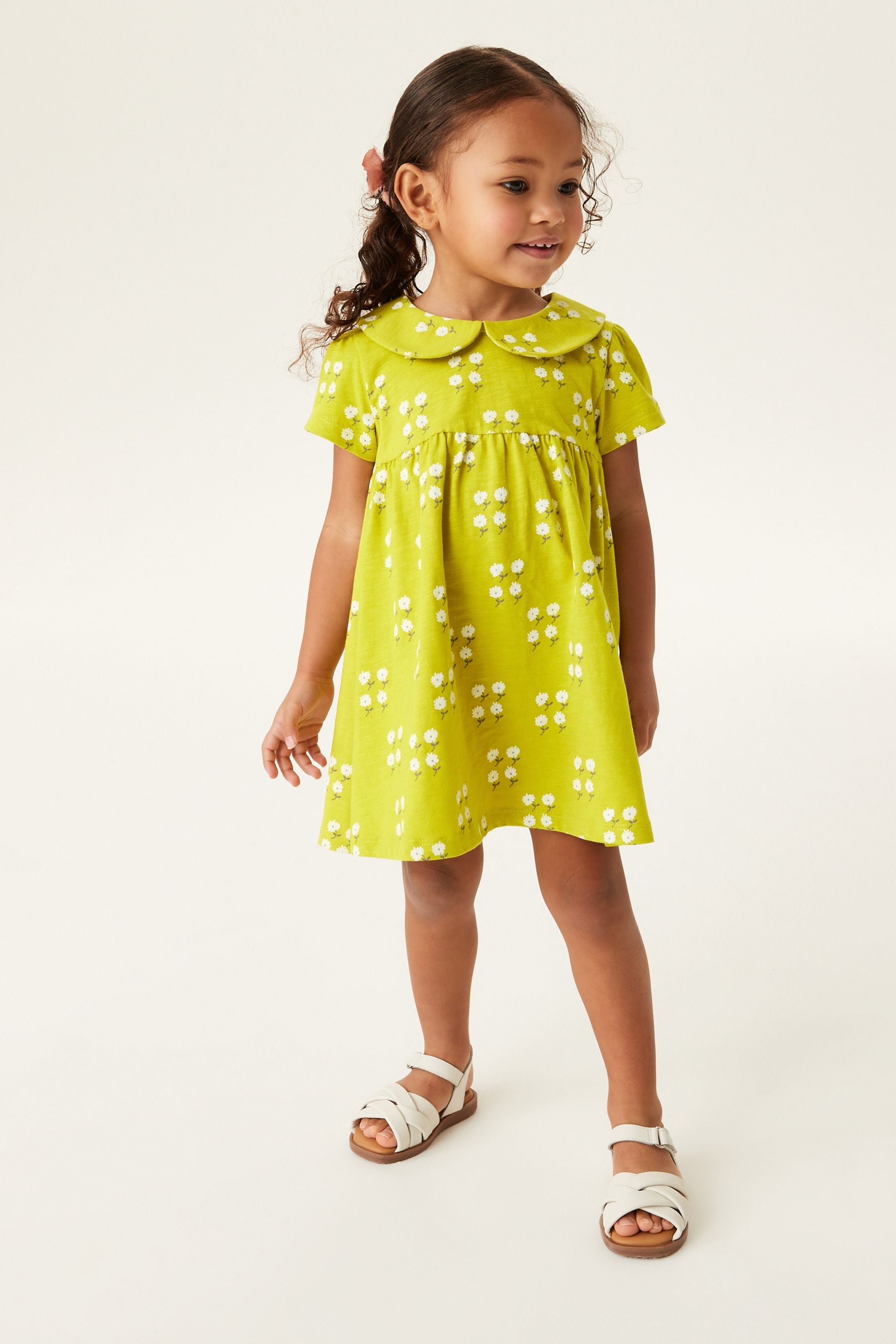 Green Short Sleeve Collar Dress (3mths-7yrs)