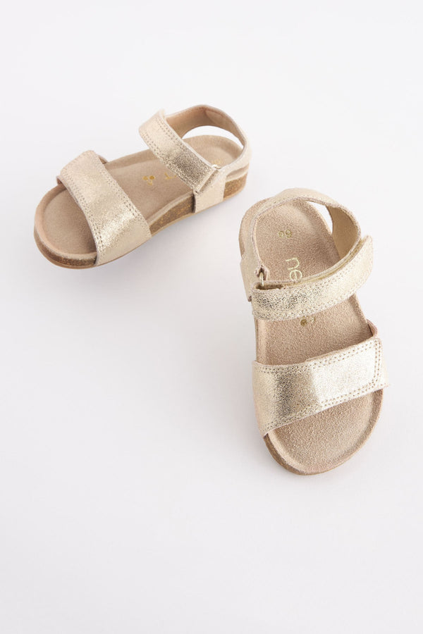 Gold Metallic Leather Corkbed Sandals